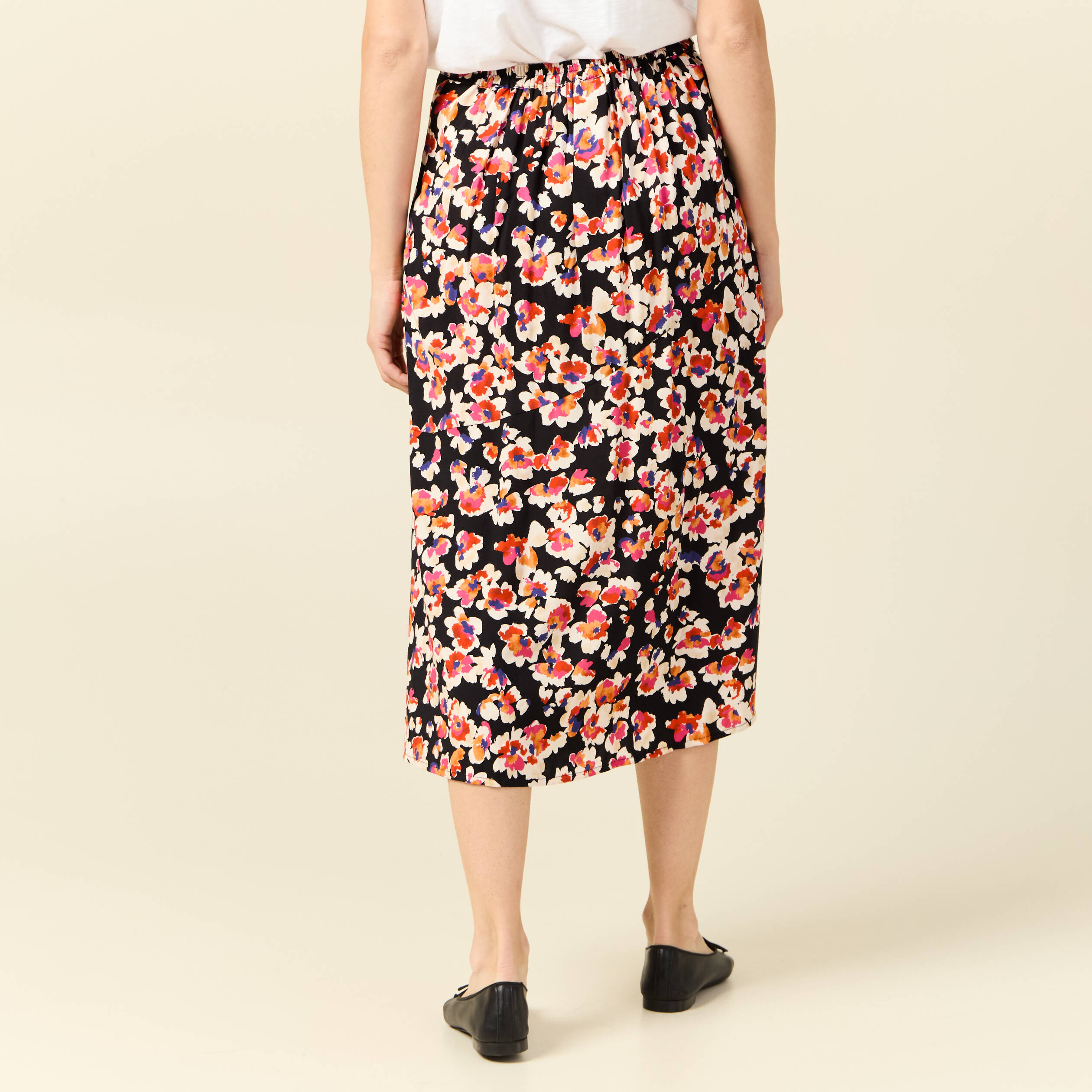 jupe midi evasee fluide noir femme Jupe midi évasée fluide noir femme