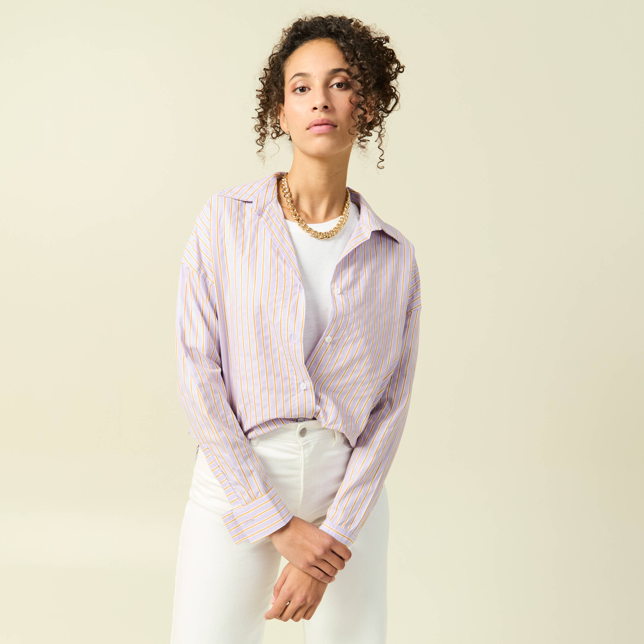 Chemise oversize en coton bleu ciel femme