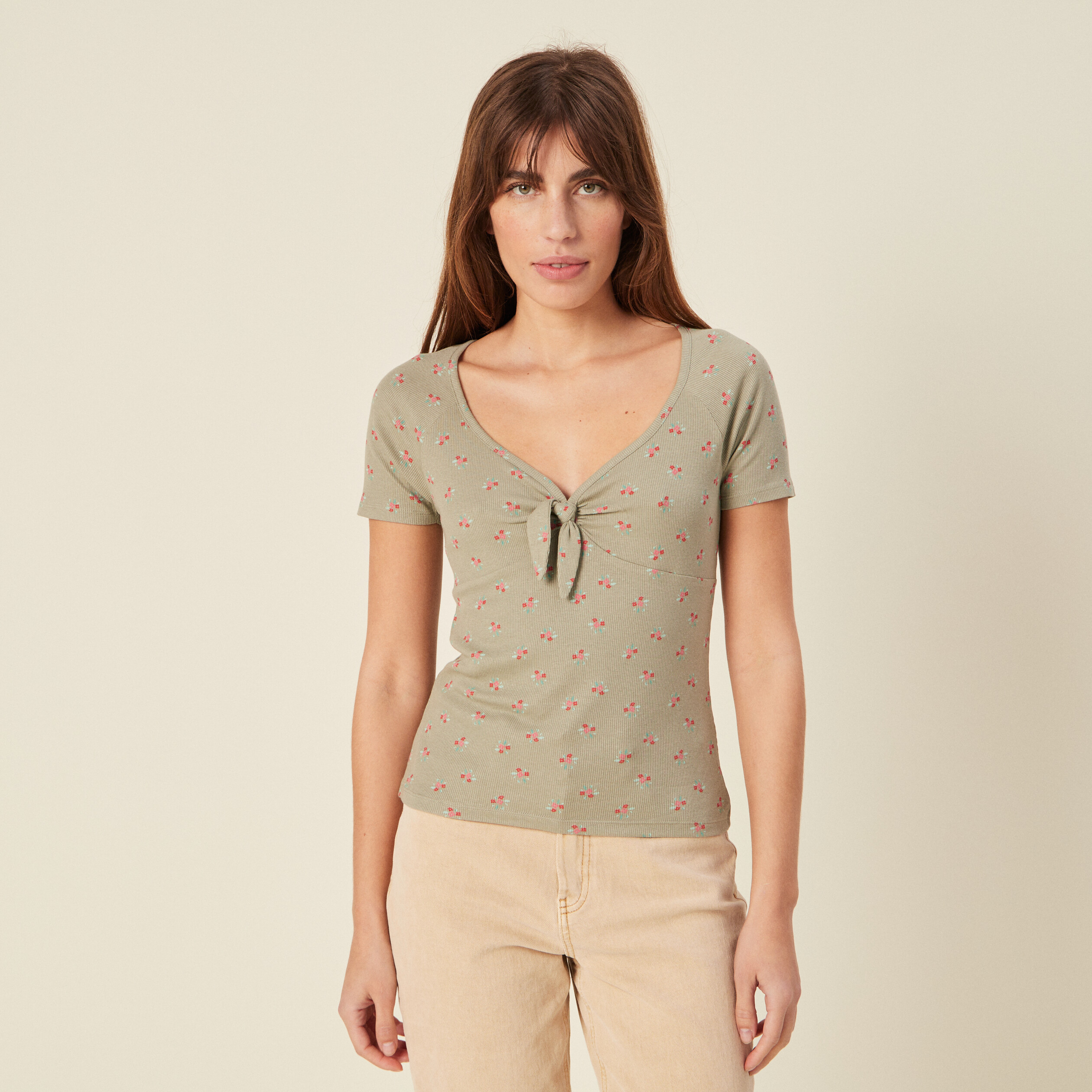 T-shirt à manches courtes vert pastel femme