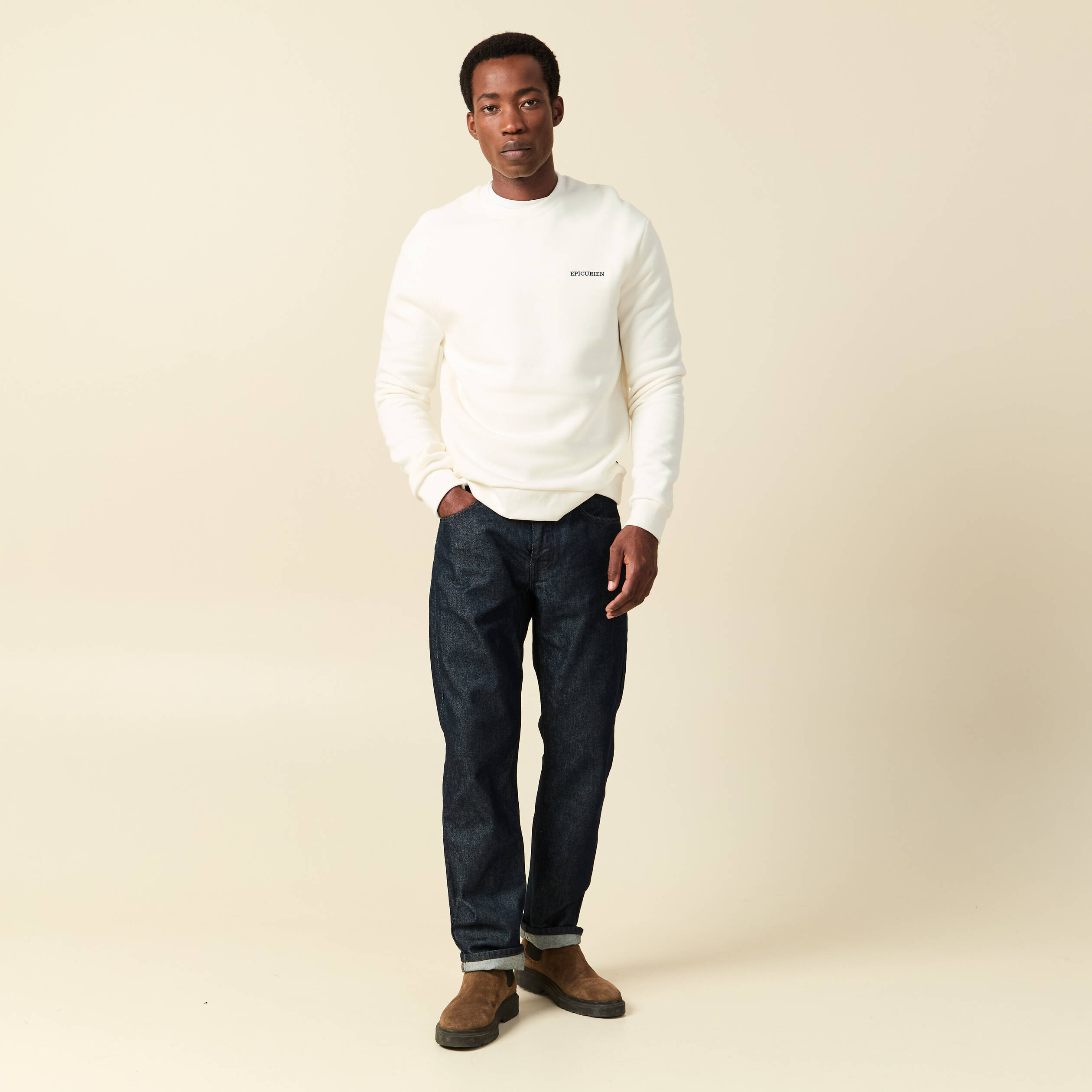 Sweat manches longues ecru homme