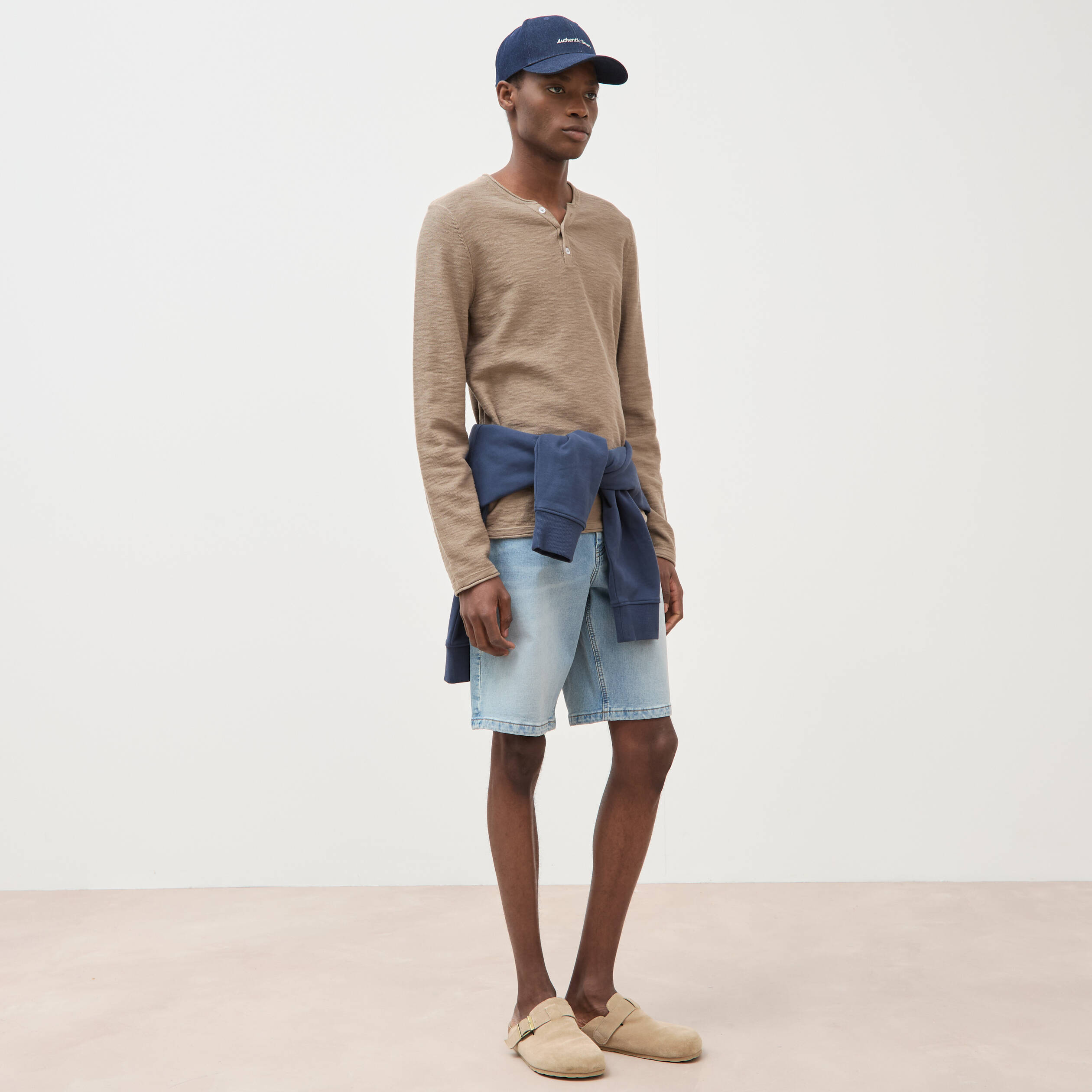 Pull manches longues taupe homme