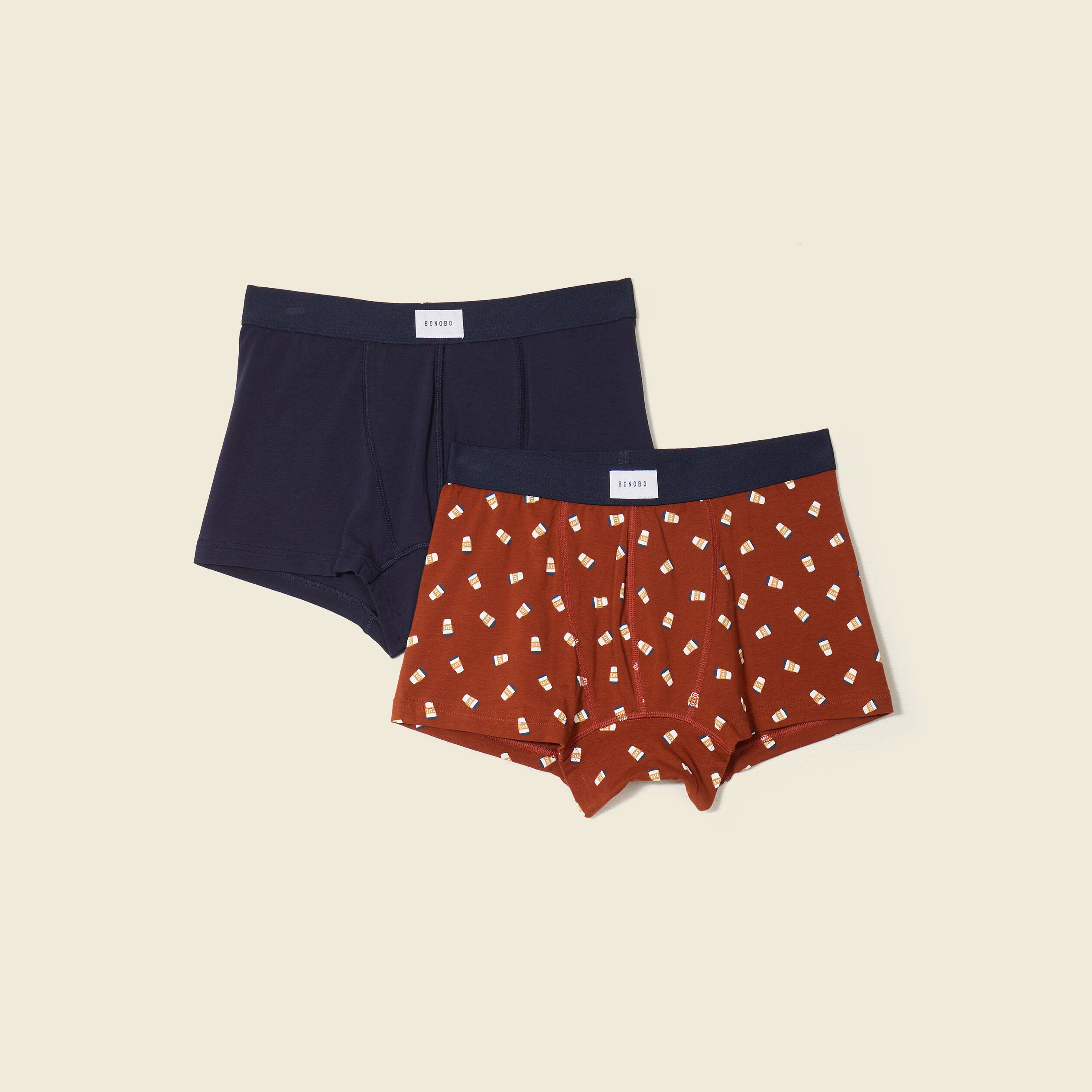 lot 2 boxers marron cognac homme Lot 2 boxers marron cognac homme