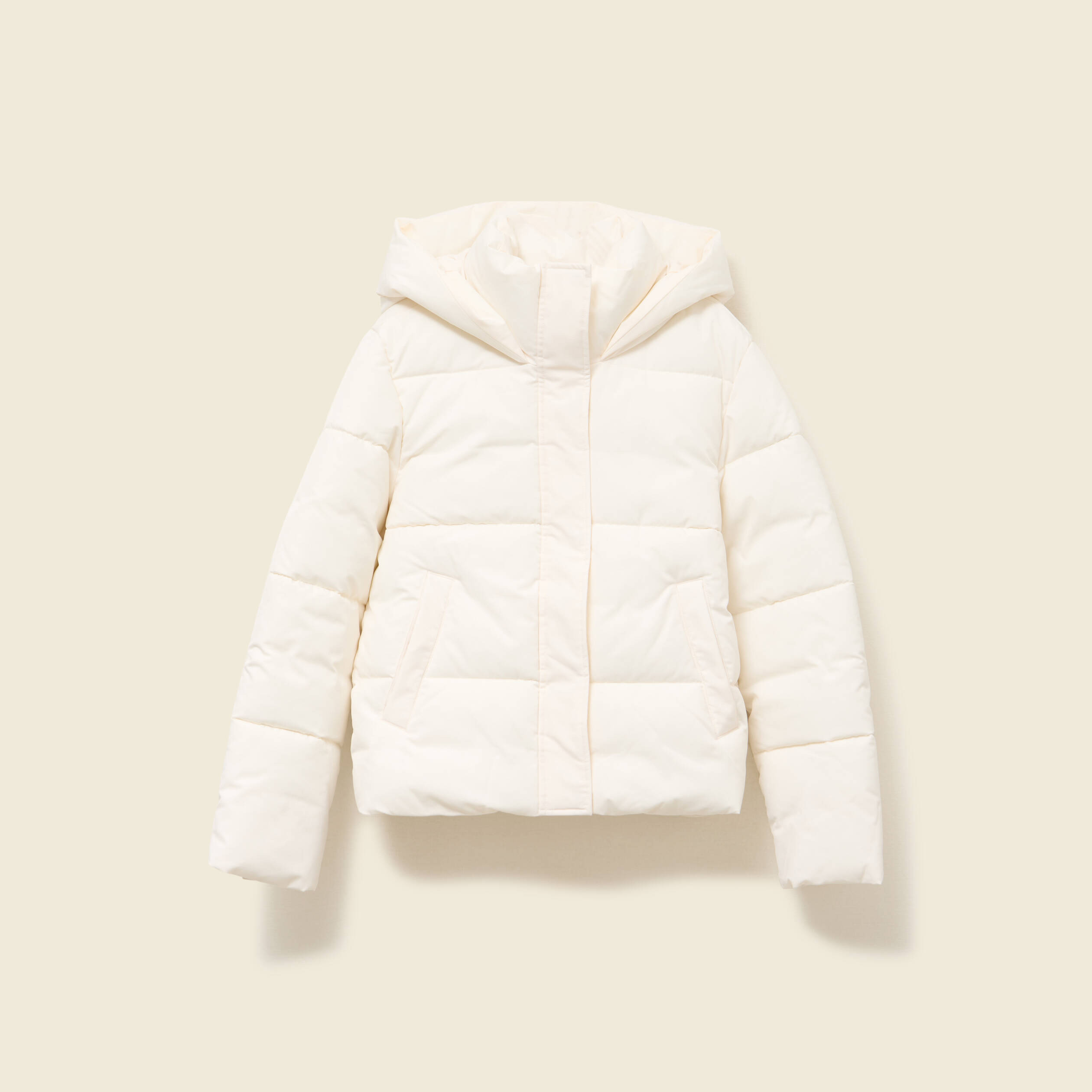Doudoune &agrave; capuche creme femme