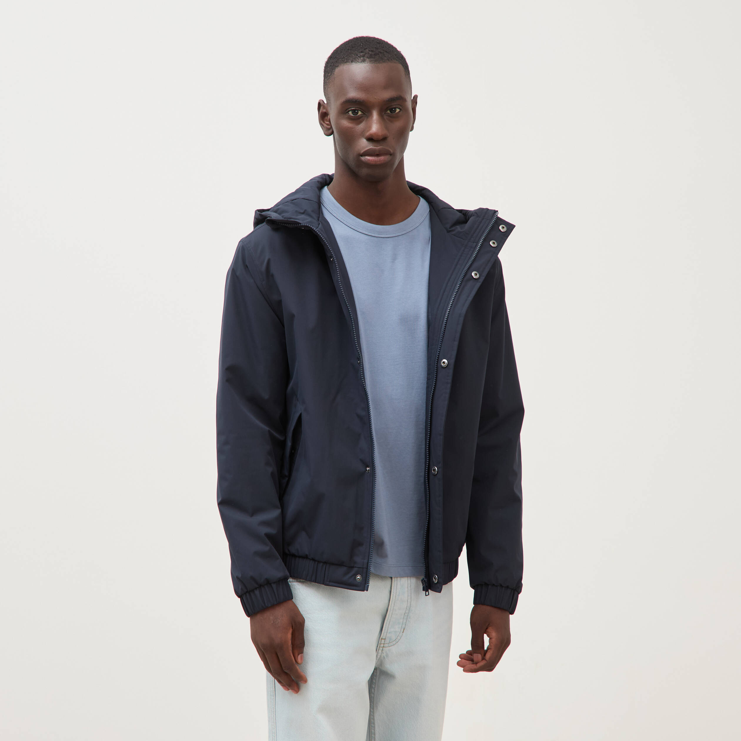 Parka coupe r&eacute;guli&egrave;re &agrave; capuche bleu marine homme