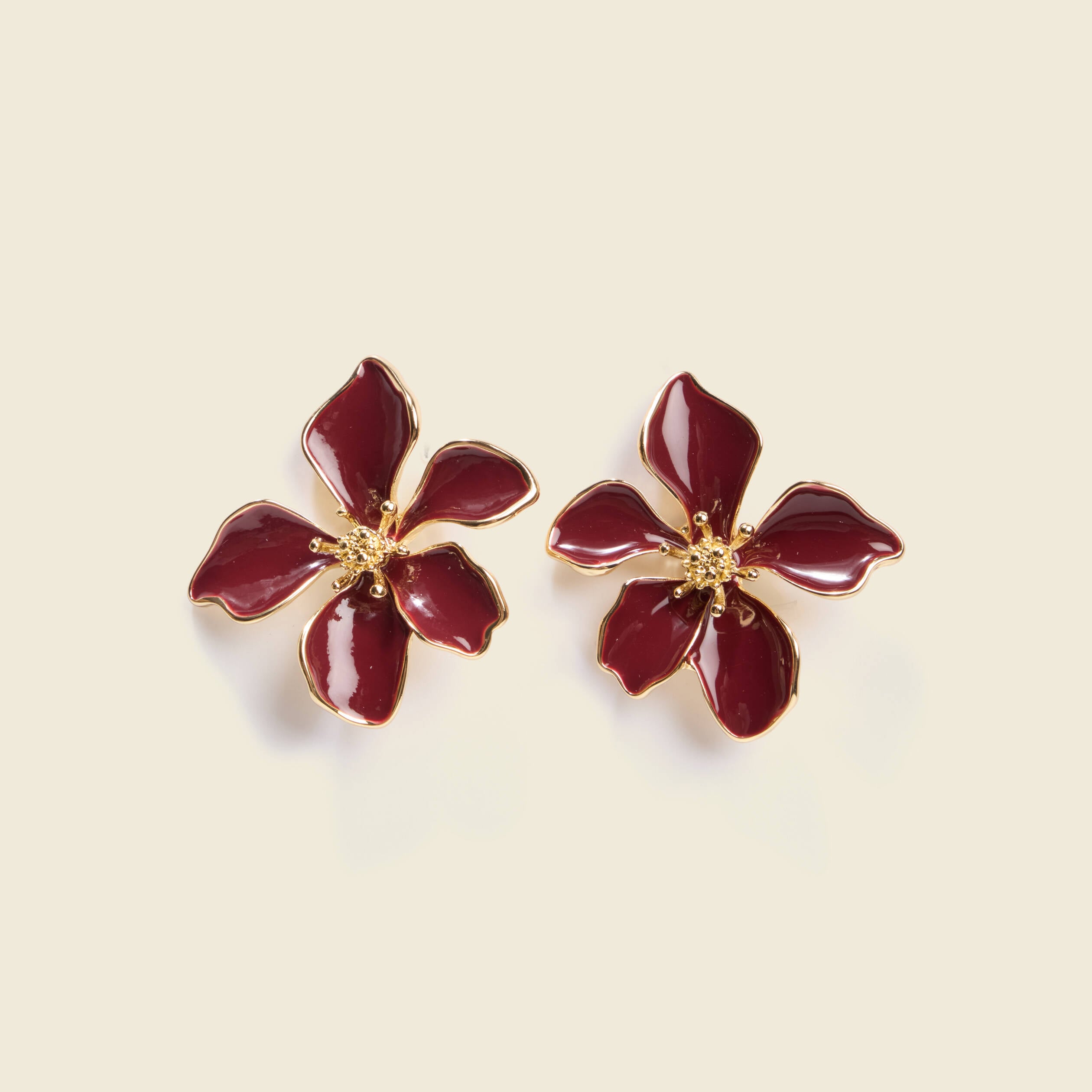 Boucles d'oreilles fleurs orange fonc&eacute; femme