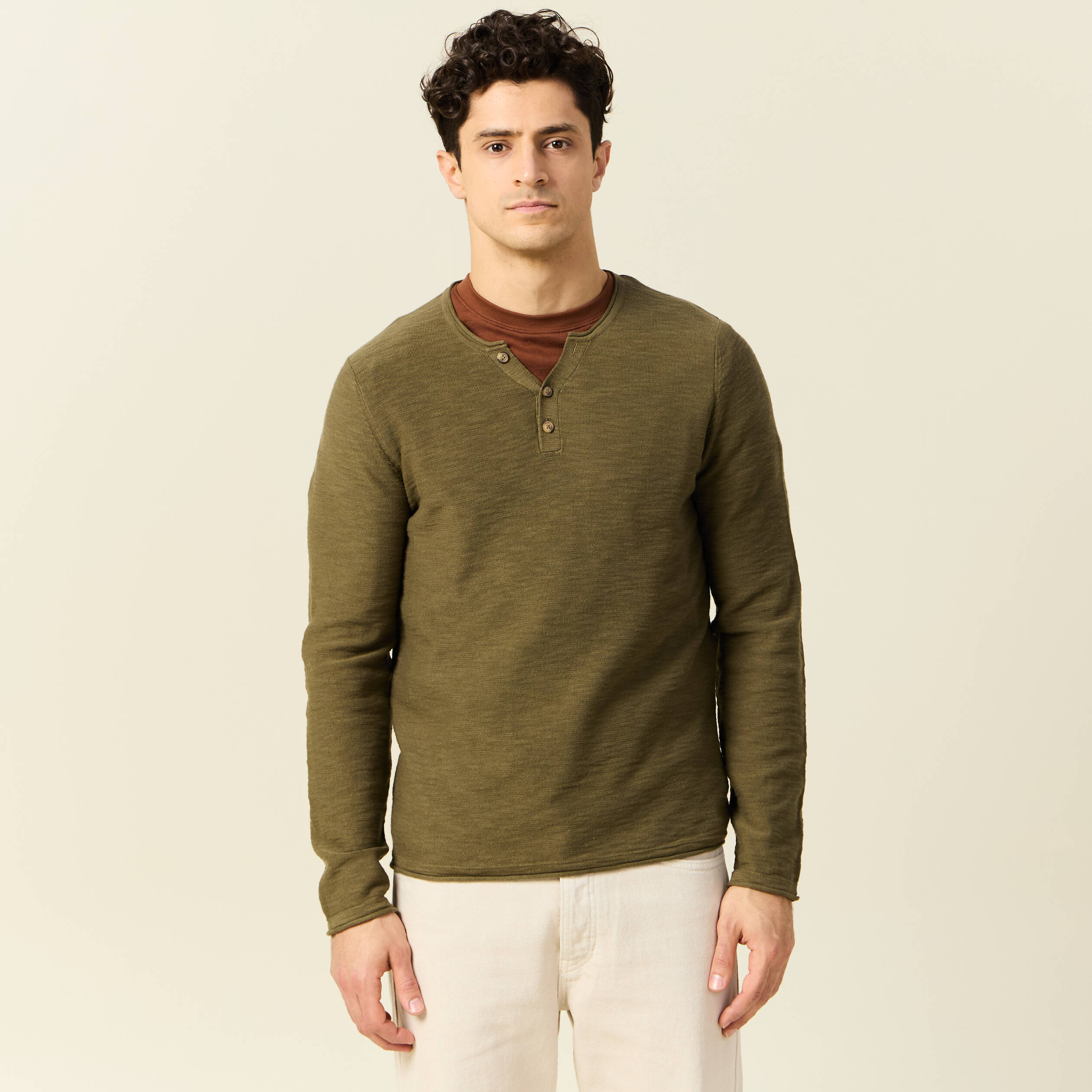 pull manches longues vert kaki homme Pull manches longues vert kaki homme