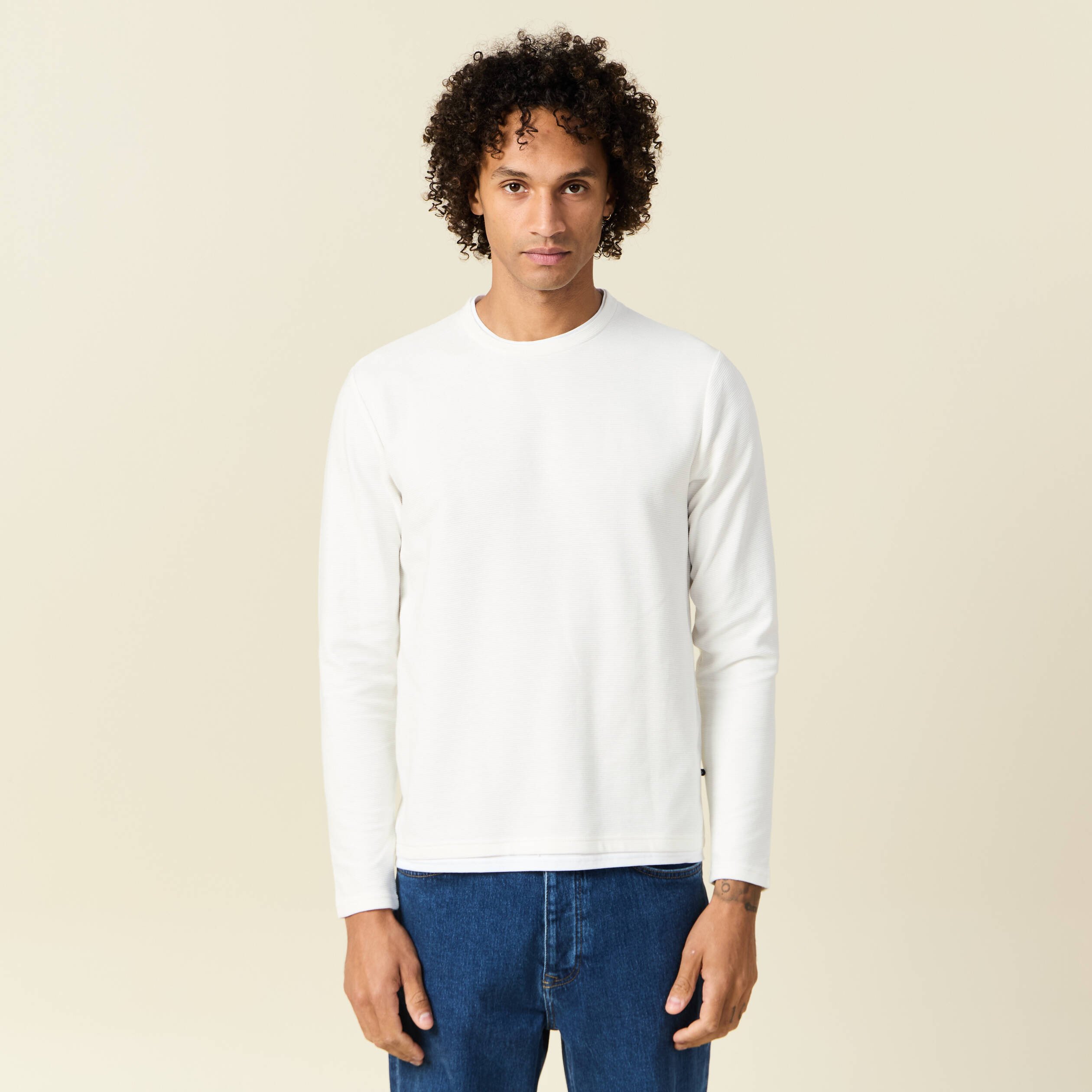 t shirt manches longues ecru homme T-shirt manches longues ecru homme