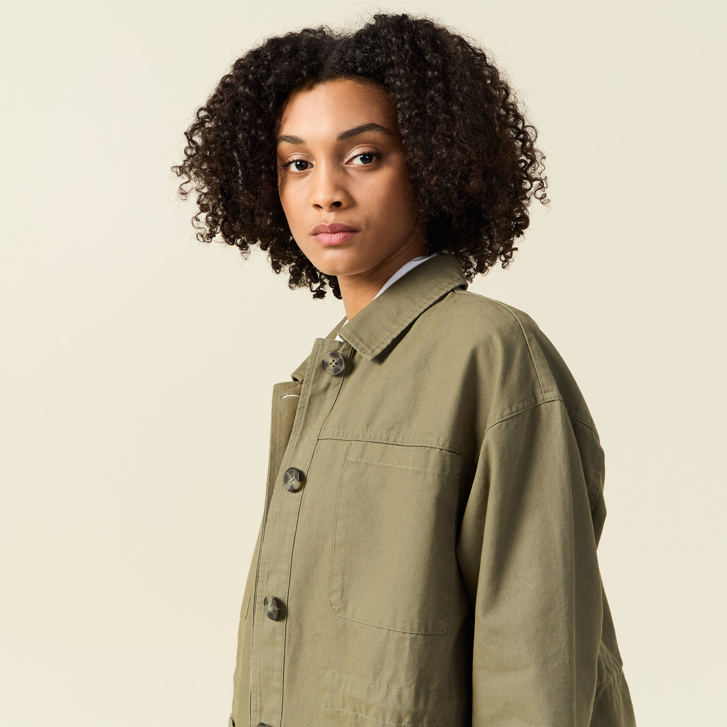 Surchemise oversize vert kaki femme