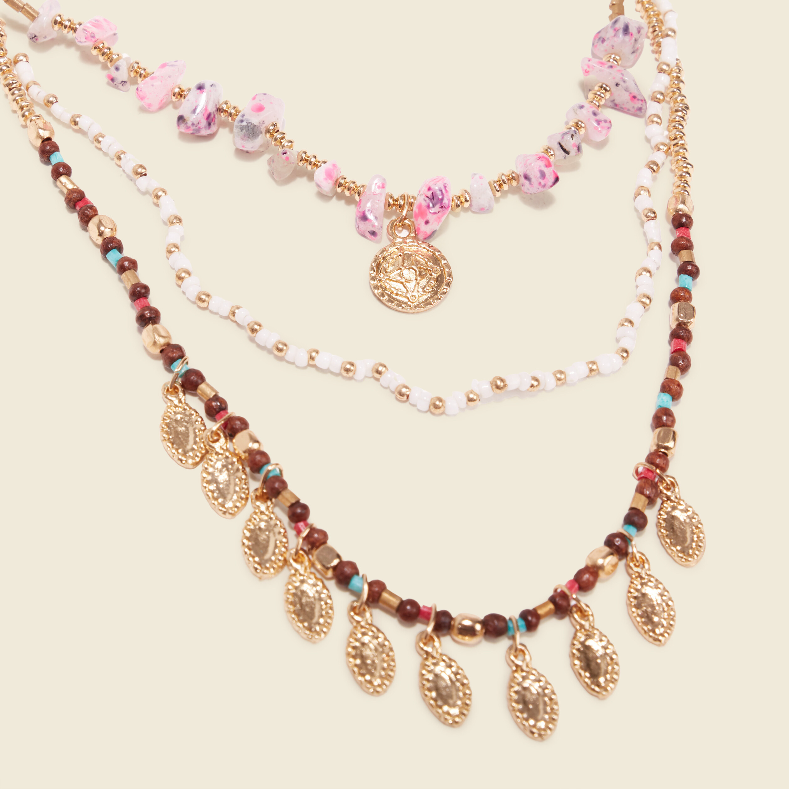 Collier multirangs à perles multicolore femme