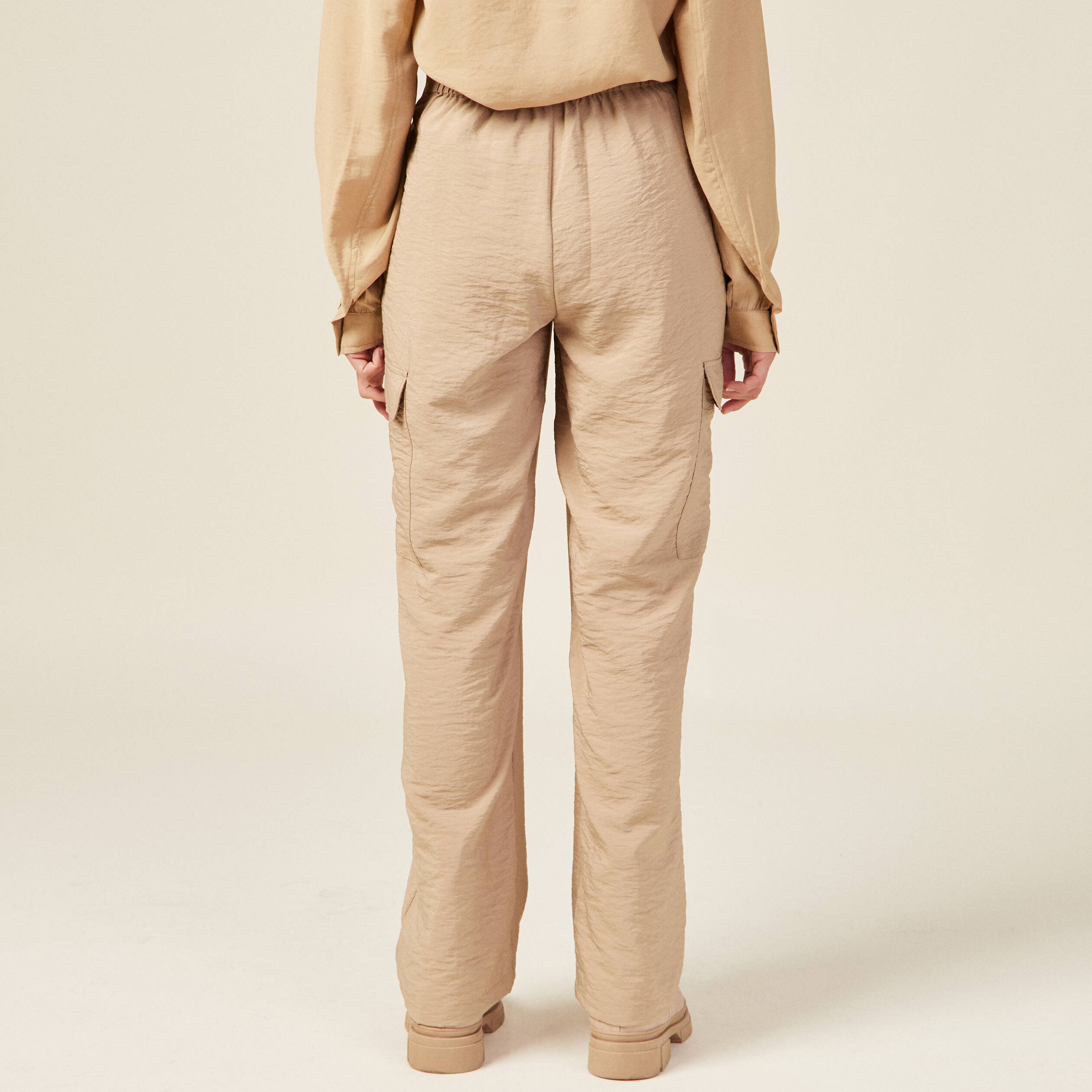Pantalon fluide femme beige best sale