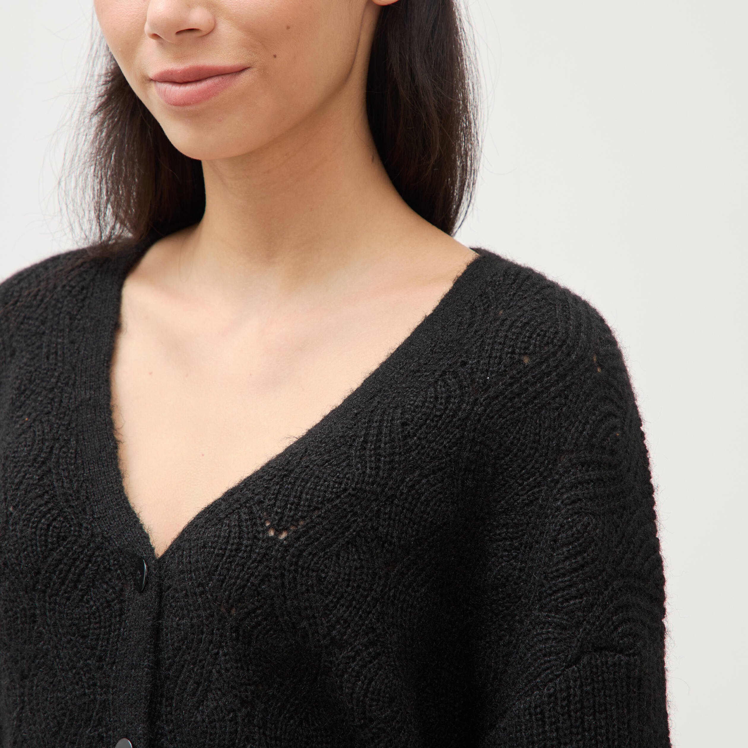 Gilet manches longues col v noir femme
