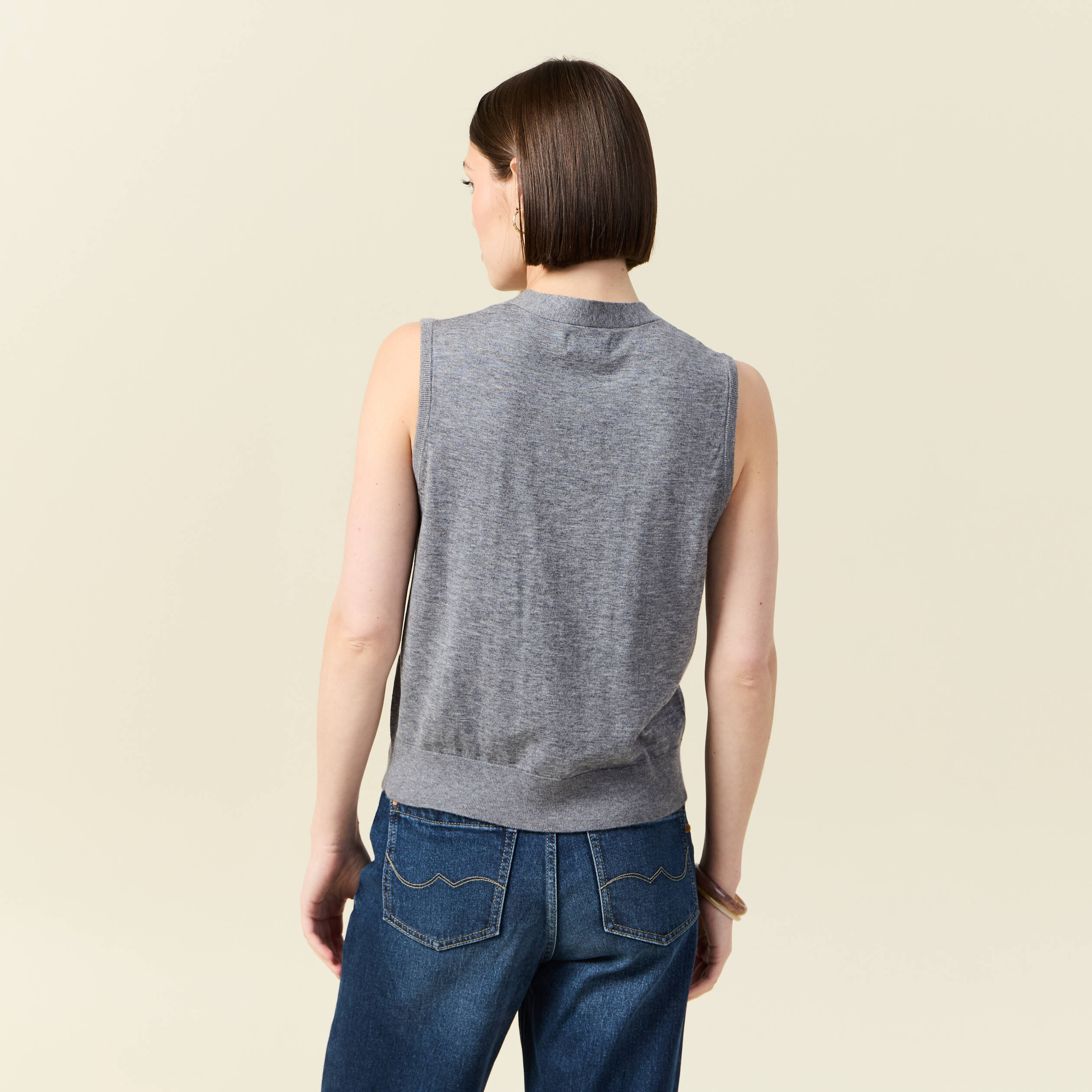 Gilet sans manches gris clair femme