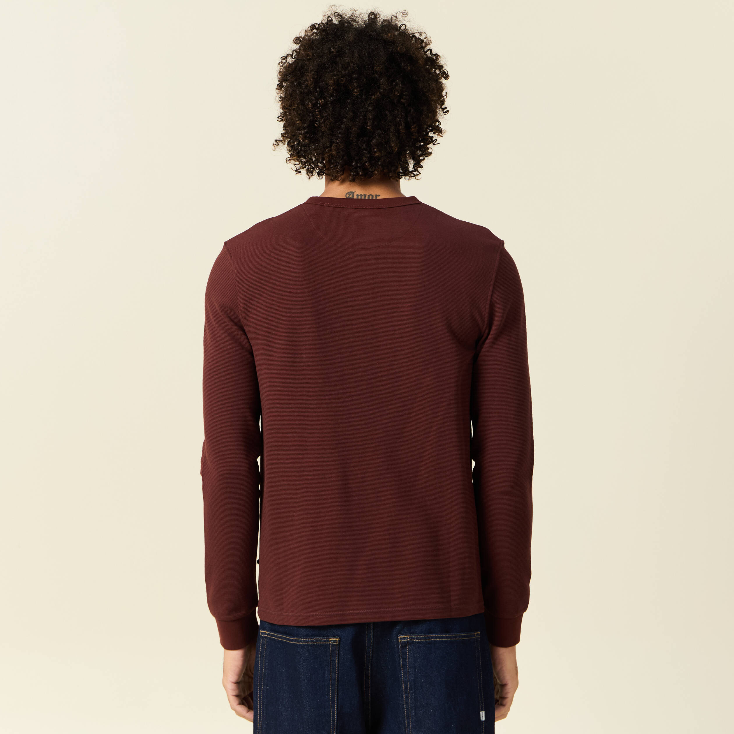 T-shirt manches longues bordeaux homme