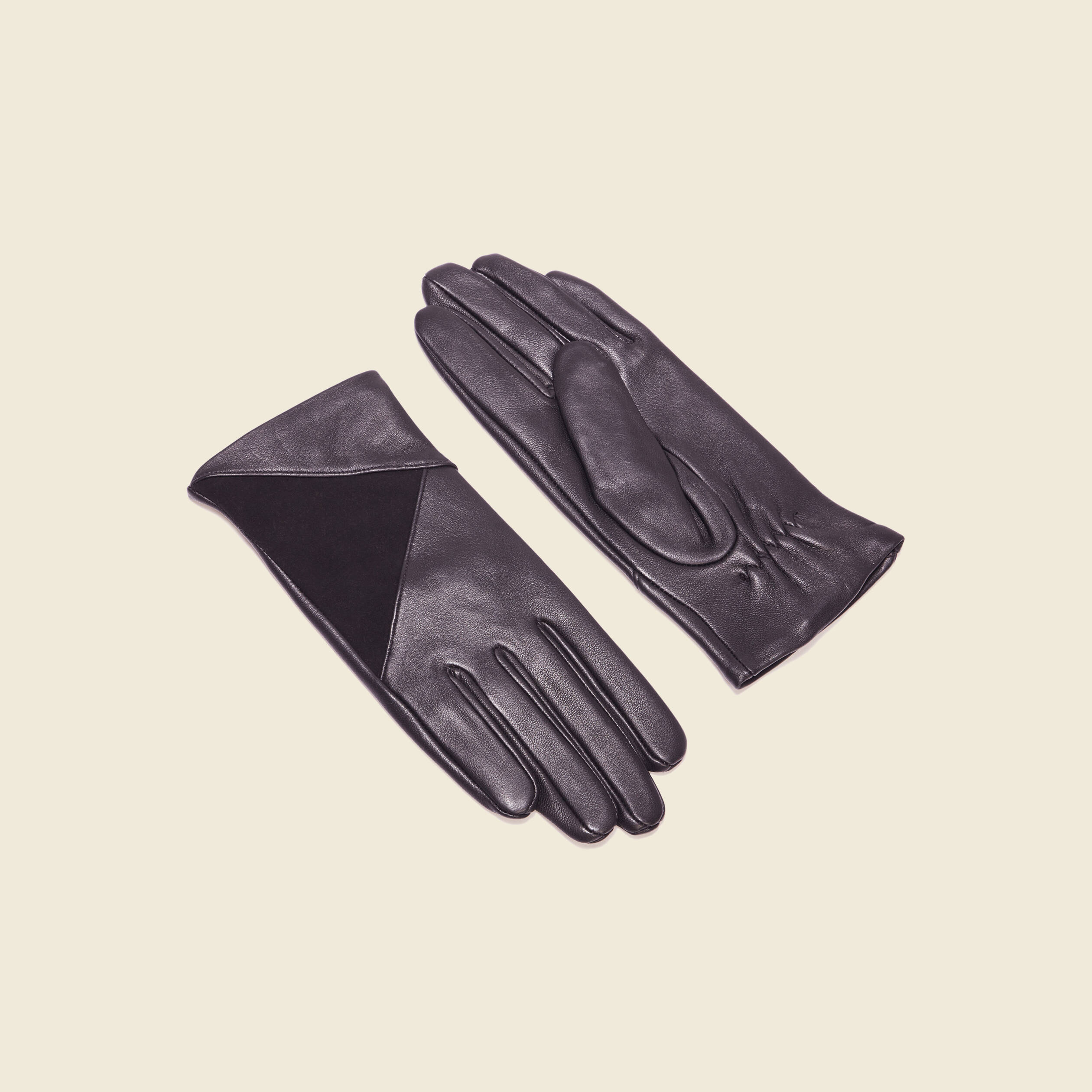 Gants en cuir noir femme