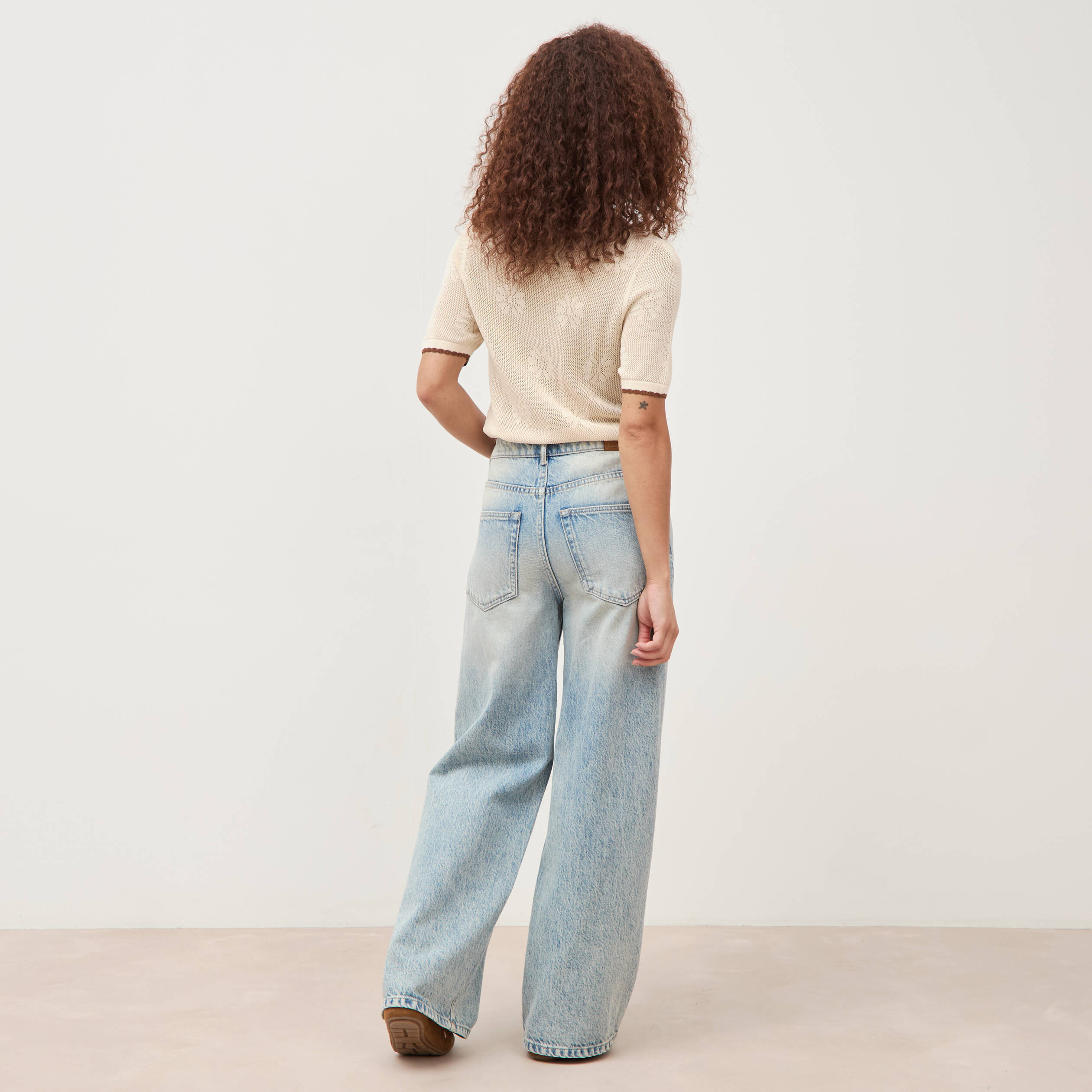 Jeans loose taille standard bleu femme