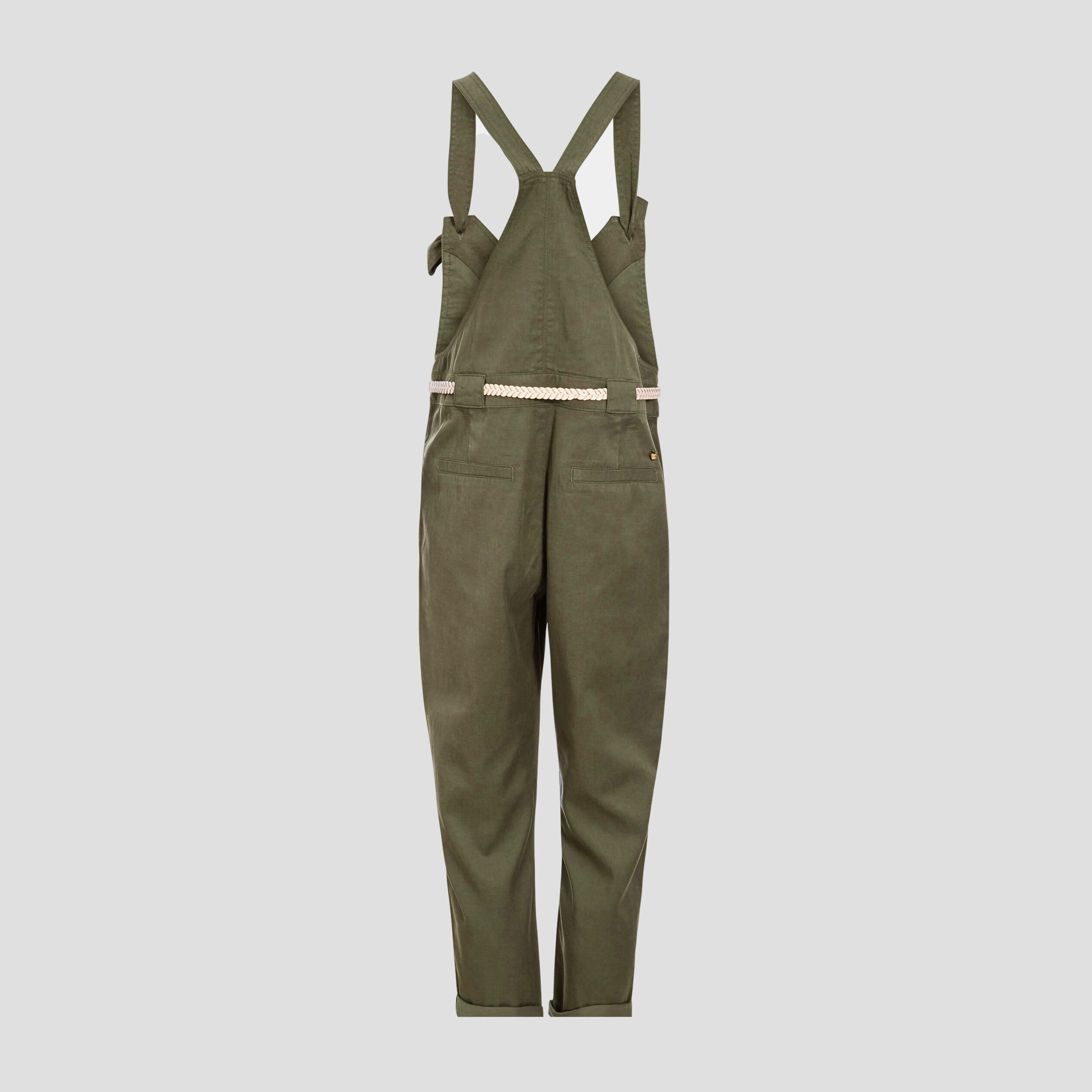 Salopette fluide boutonn&eacute;e vert fonc&eacute; femme