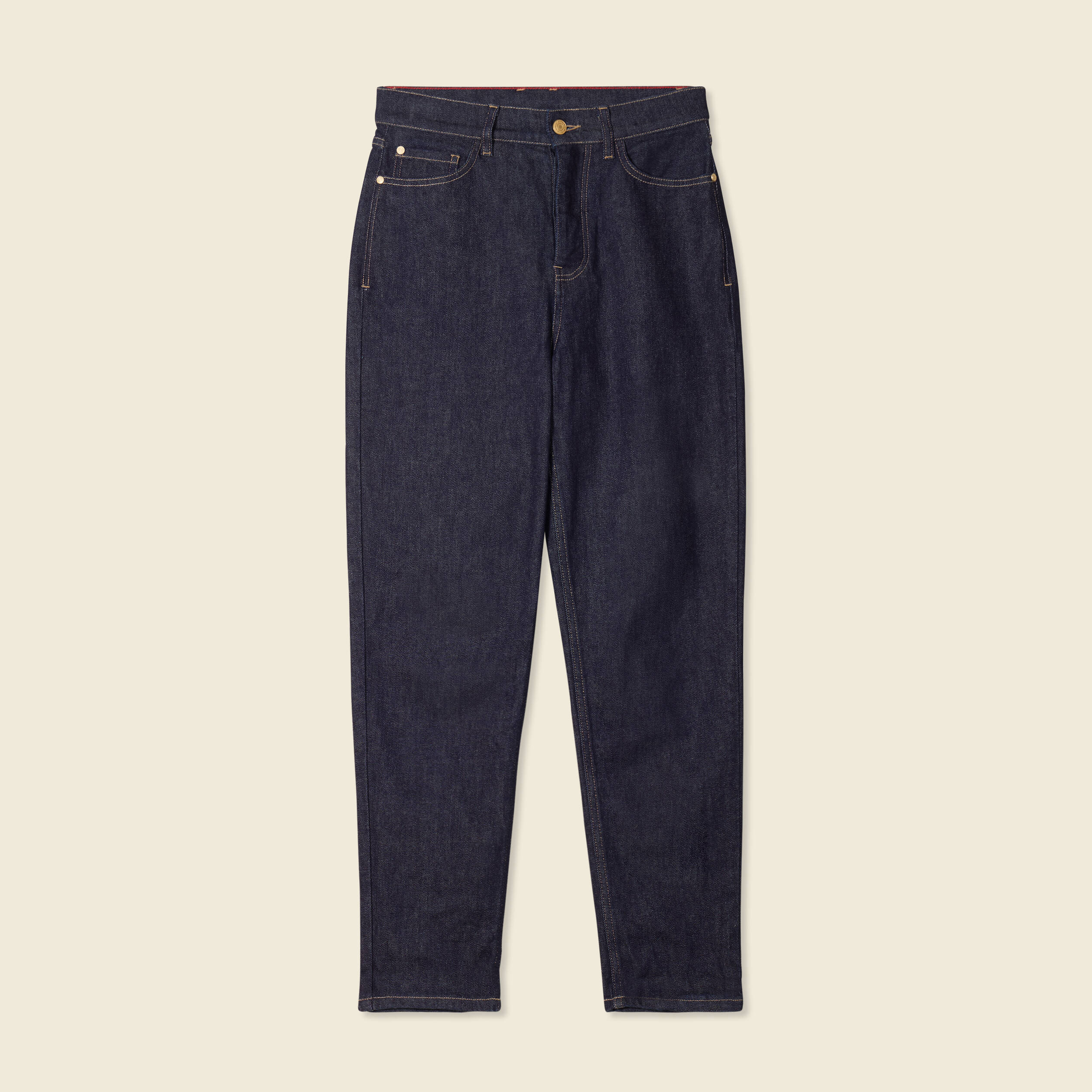 Jeans mom fabriqu&eacute; en France denim brut femme