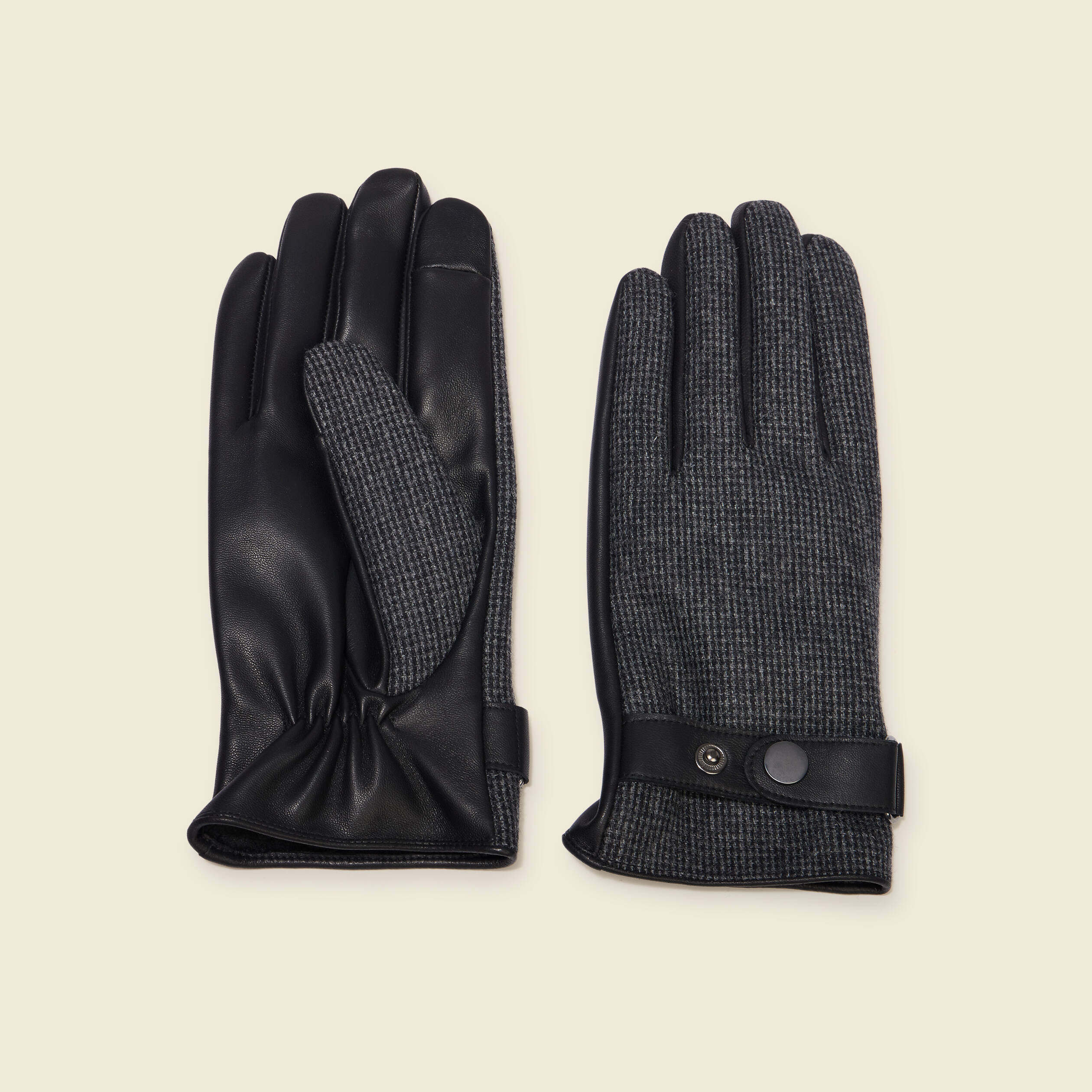 Coffrets de gants en cuir et laine noir homme