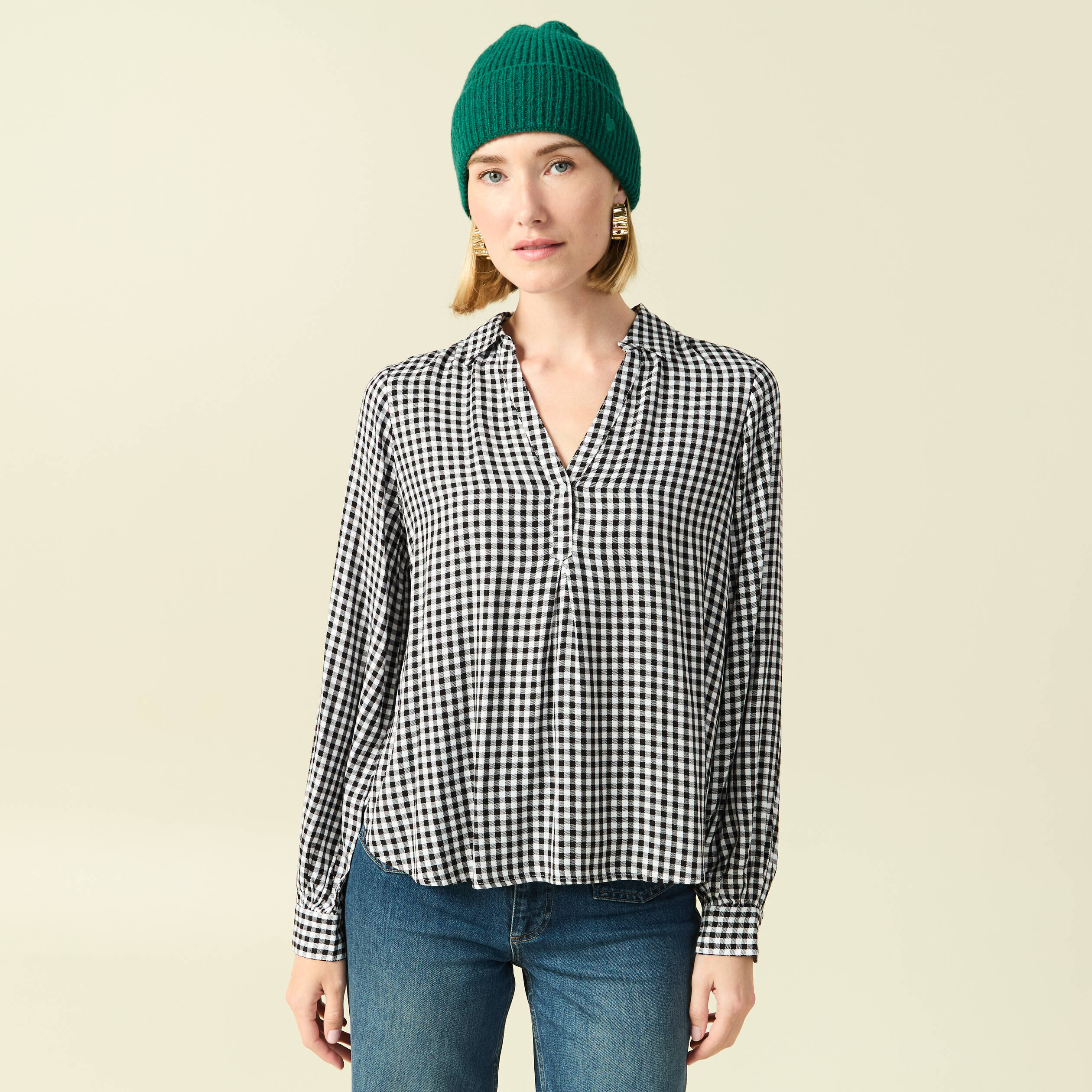 Blouse manches longues noir femme