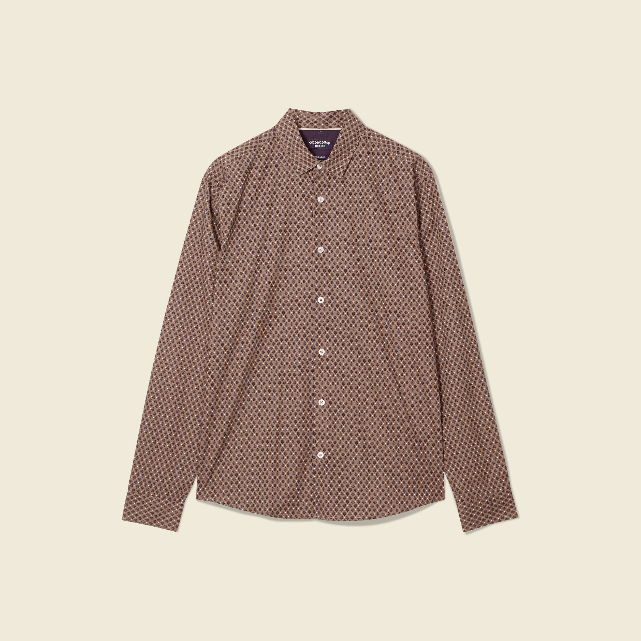 Chemise en coton manches longues marron homme