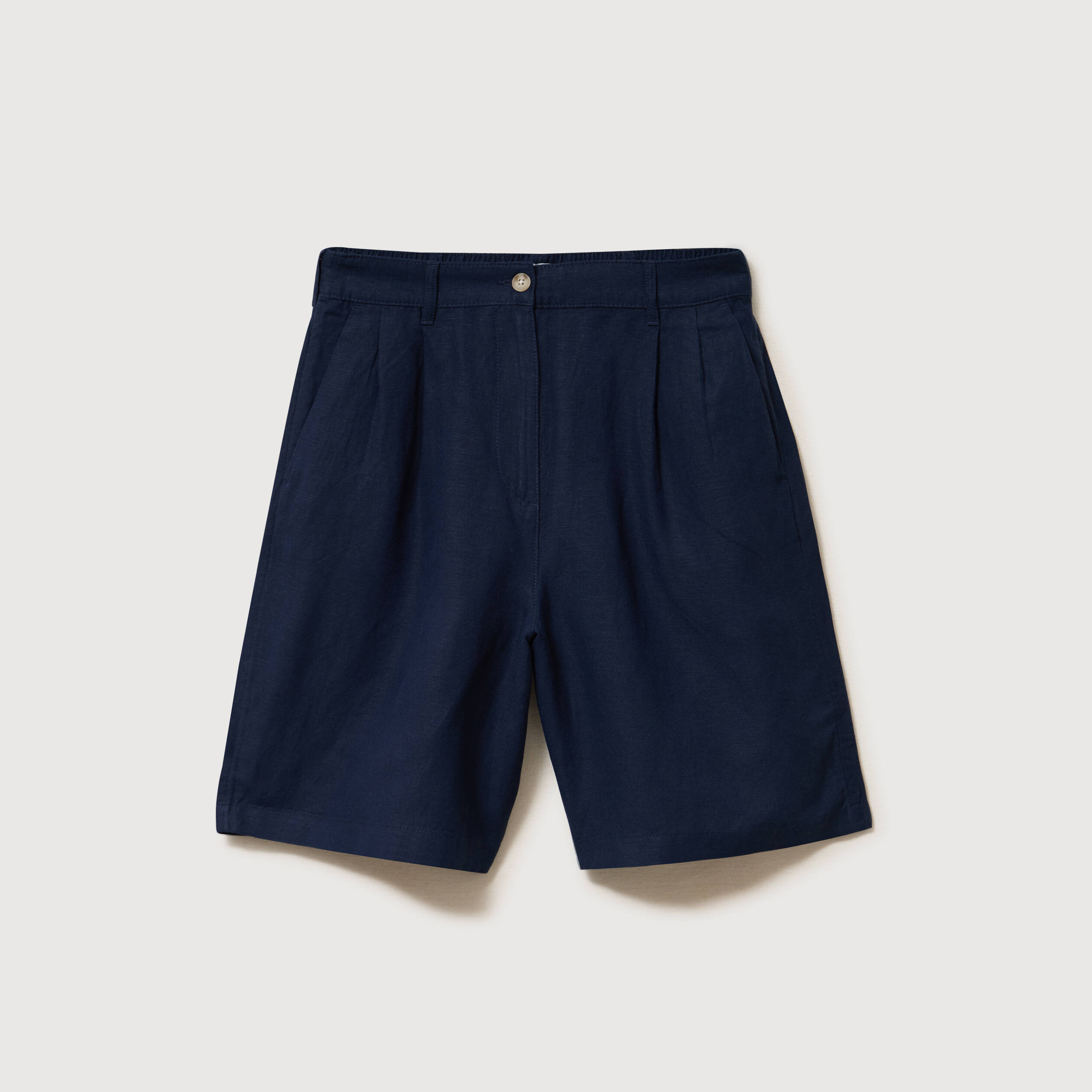 Short taille haute bleu marine femme