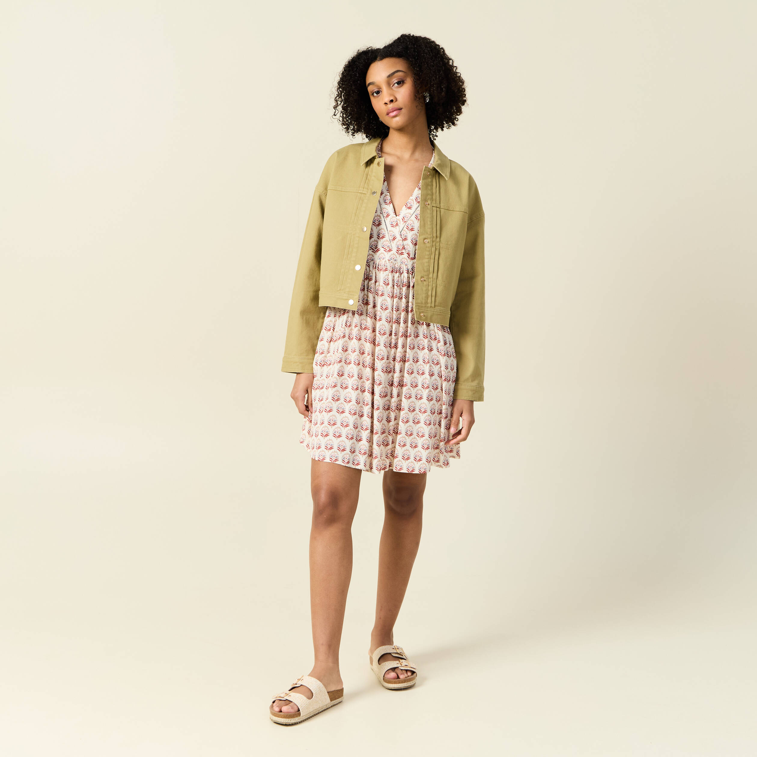 robe evasee manches 34 ivoire femme Robe évasée manches 3/4 ivoire femme