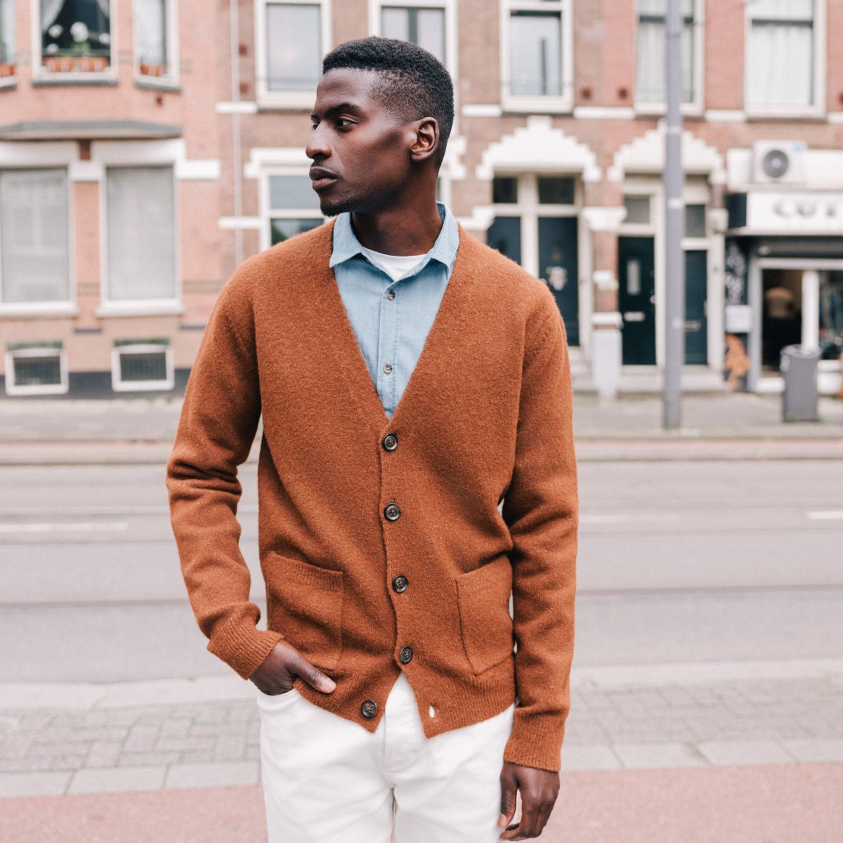 Gilet manches longues marron homme Vibs