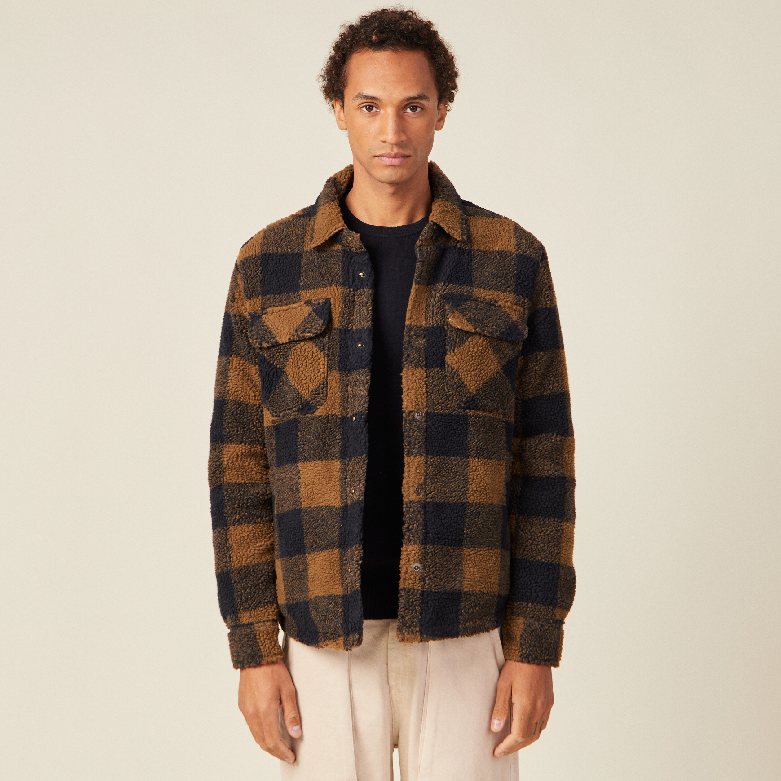 Surchemise éco-responsable beige homme