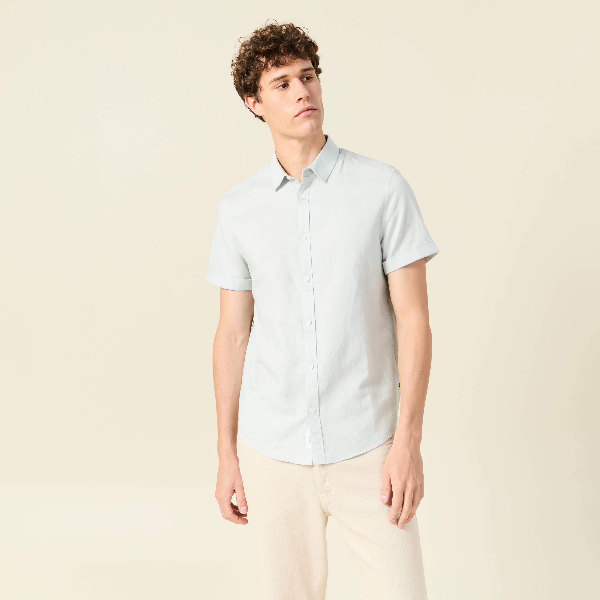 chemise manches courtes vert olive homme Chemise manches courtes vert olive homme