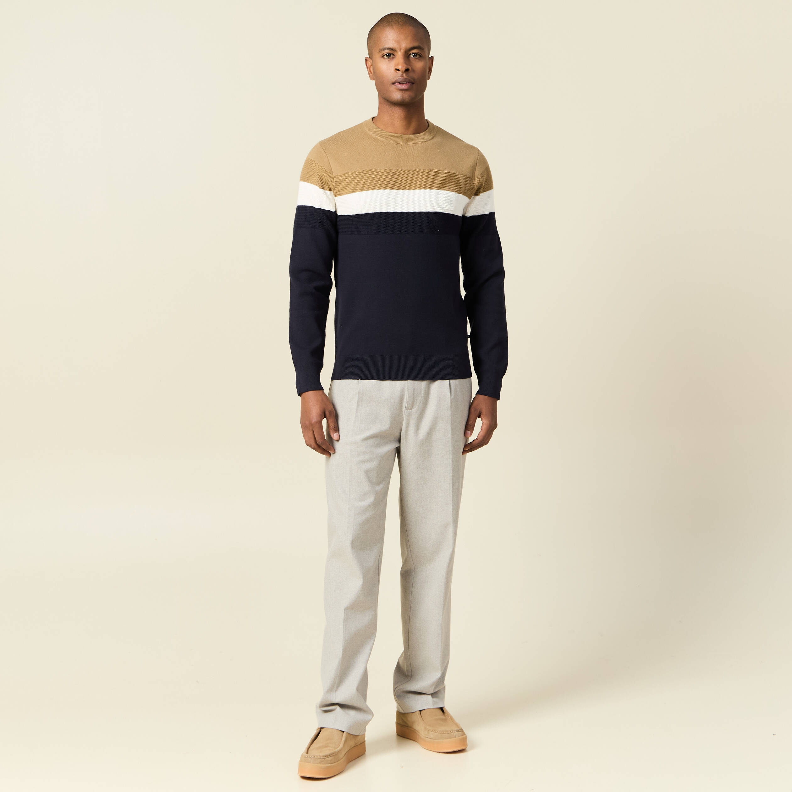 Pull manches longues bleu marine homme