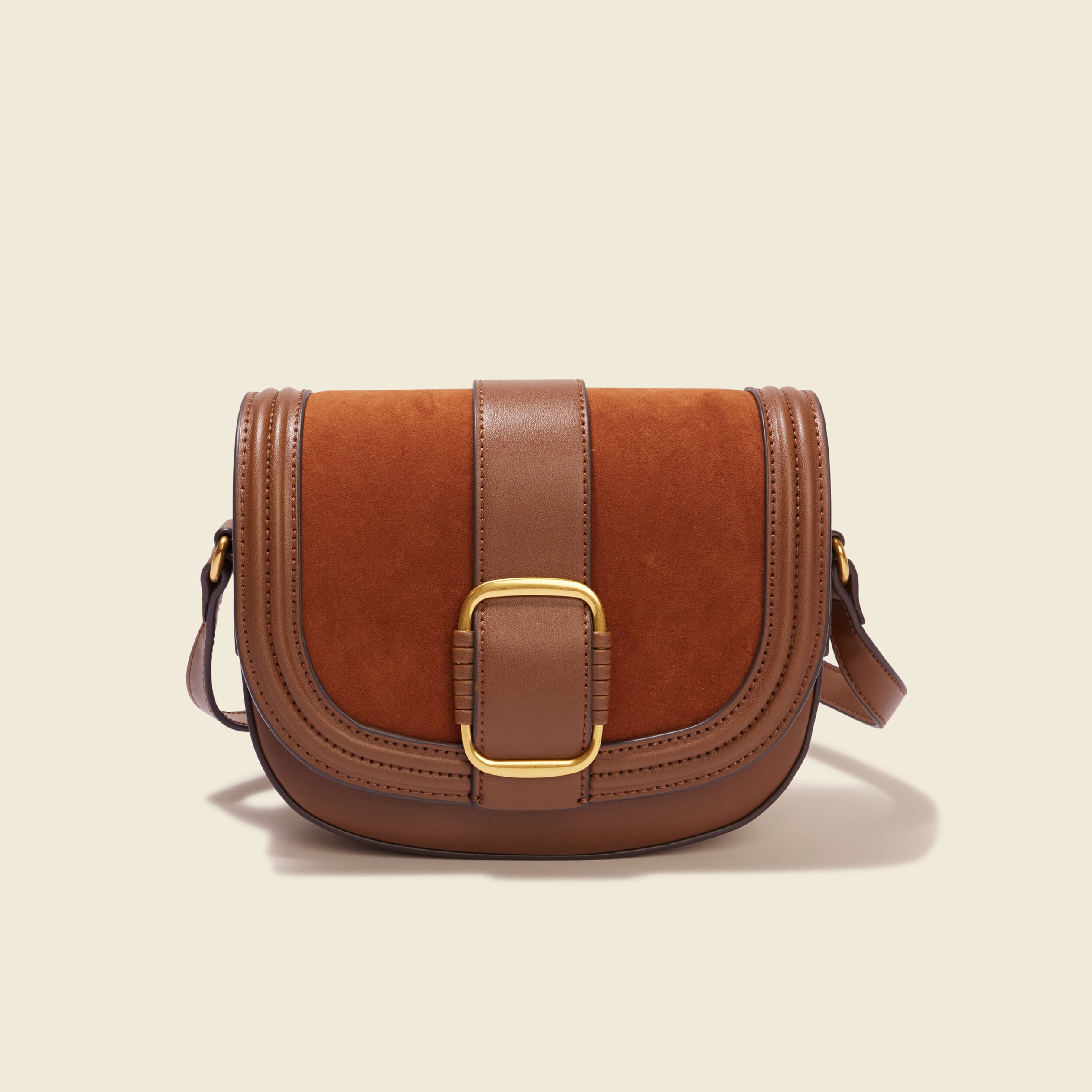 Sac besace avec boucle taupe femme