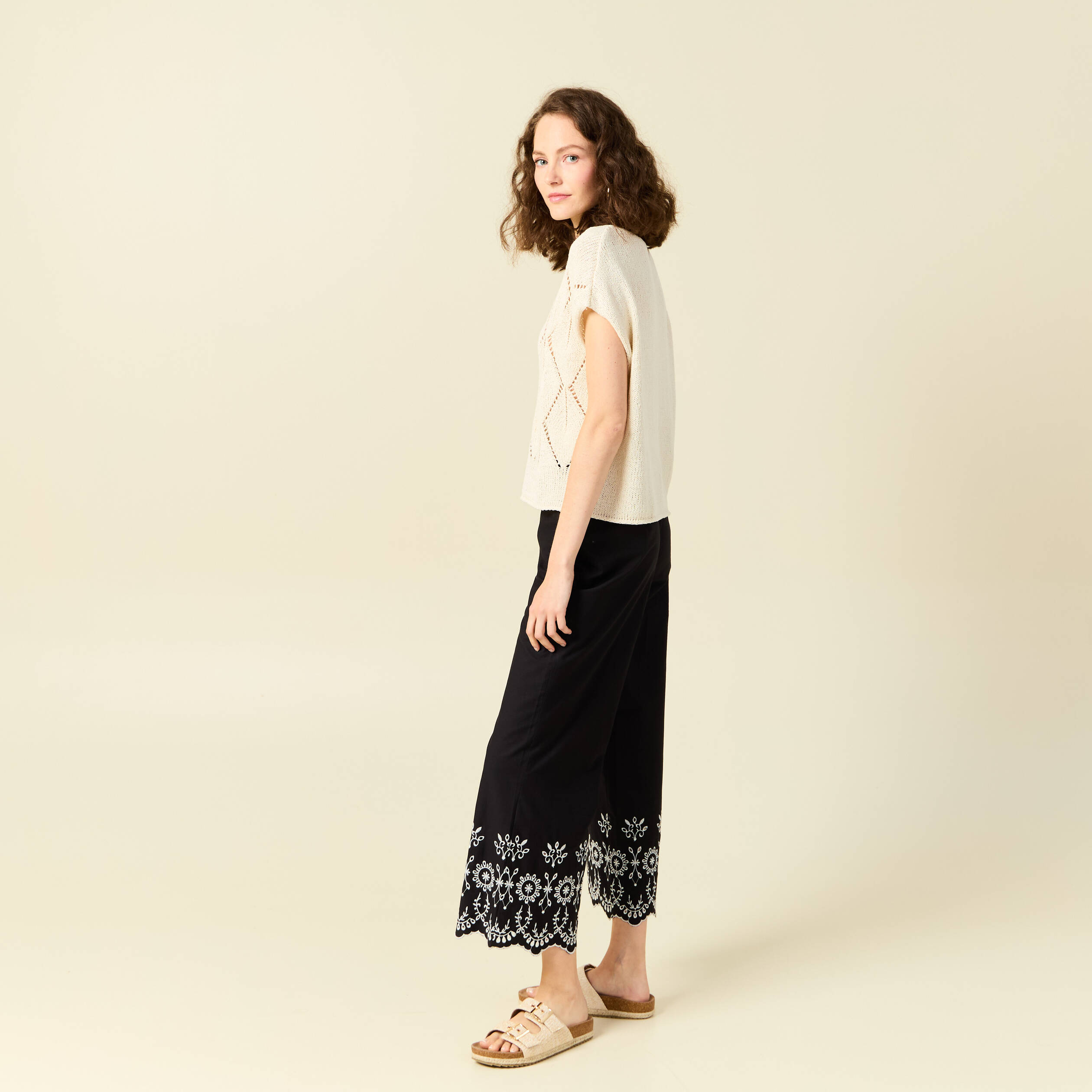 pull ajoure eco responsable beige femme Pull ajouré éco-responsable beige femme