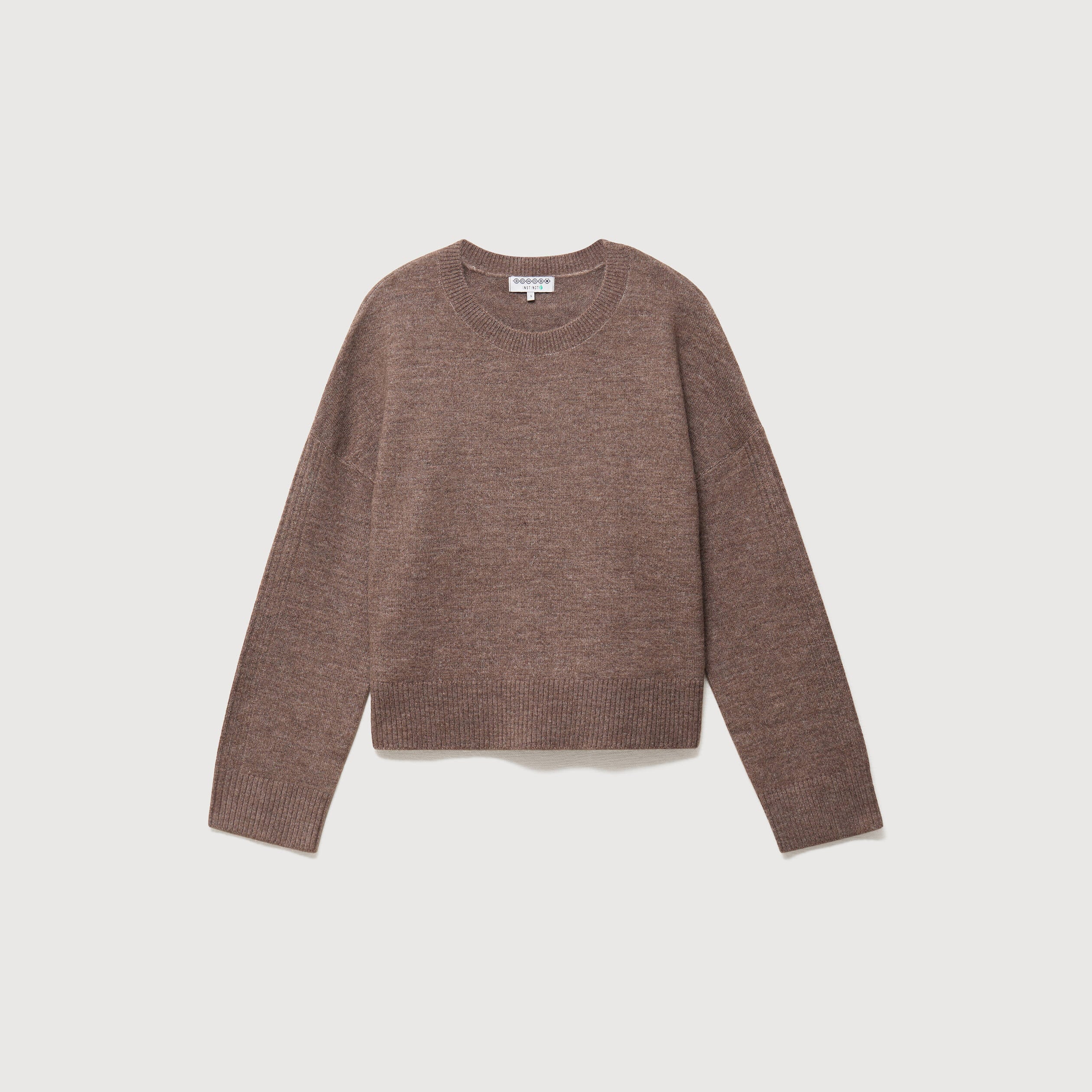Pull col rond manches longues marron femme
