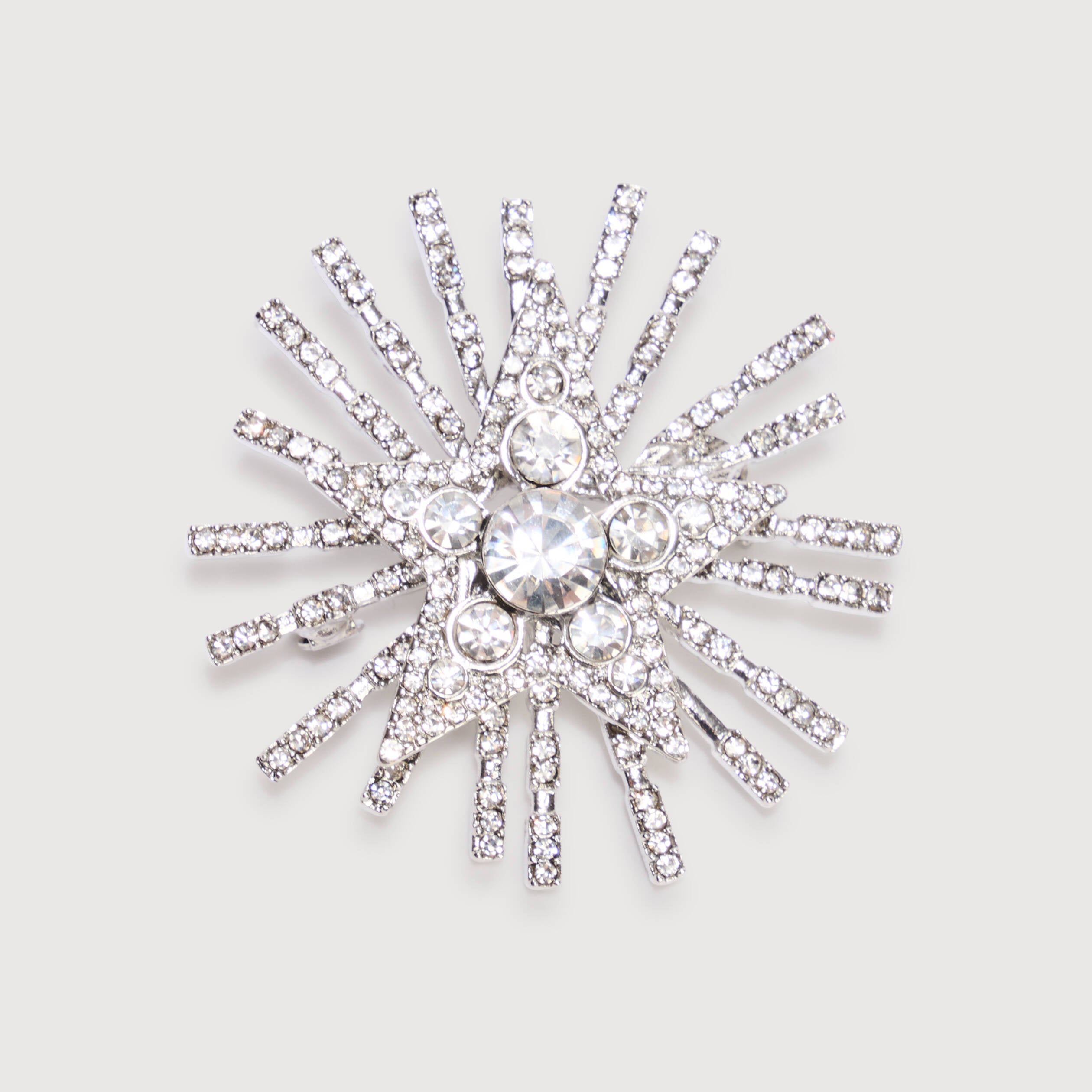 Broche avec strass couleur argent femme