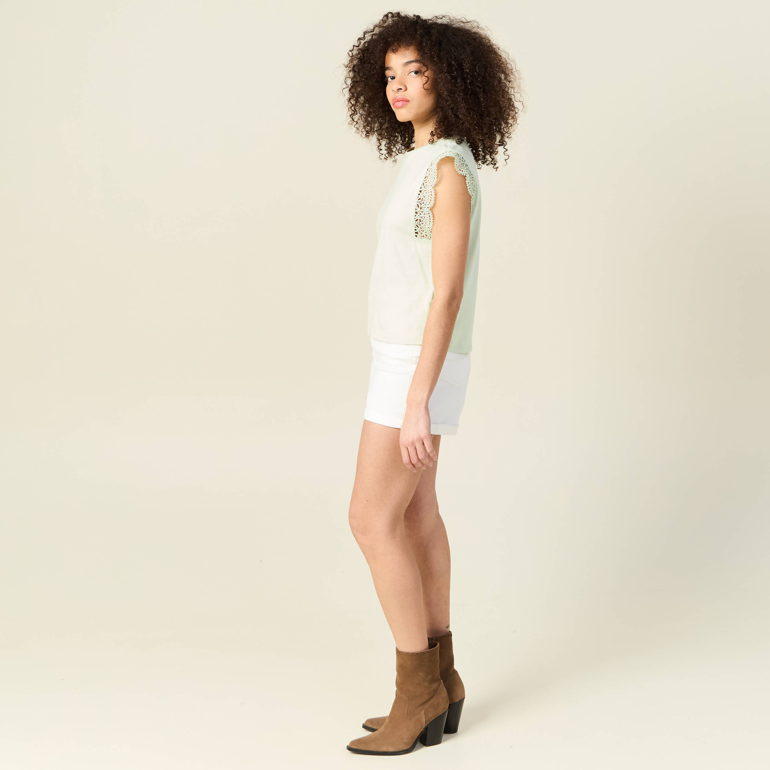 T-shirt manches courtes vert pastel femme