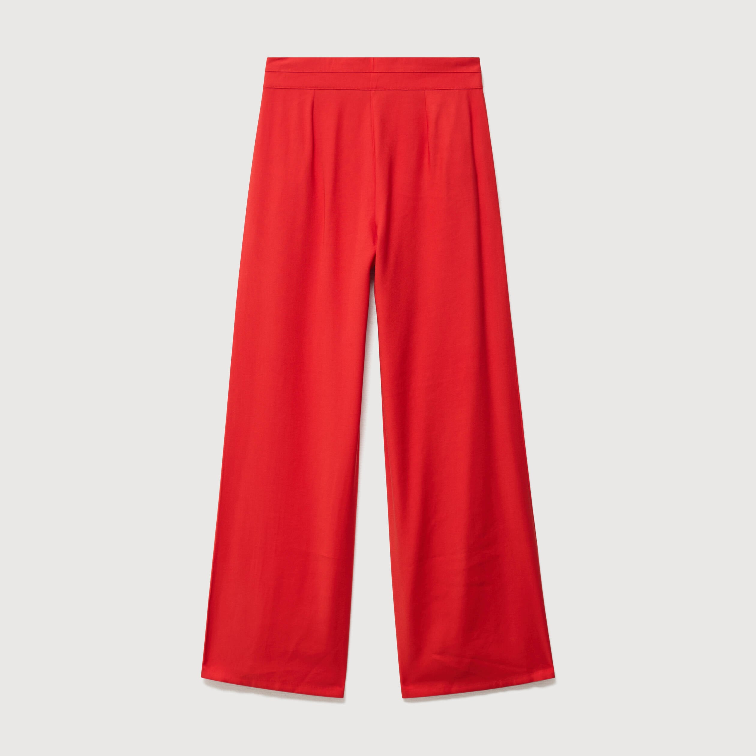 Pantalon large taille haute ceinture rouge femme
