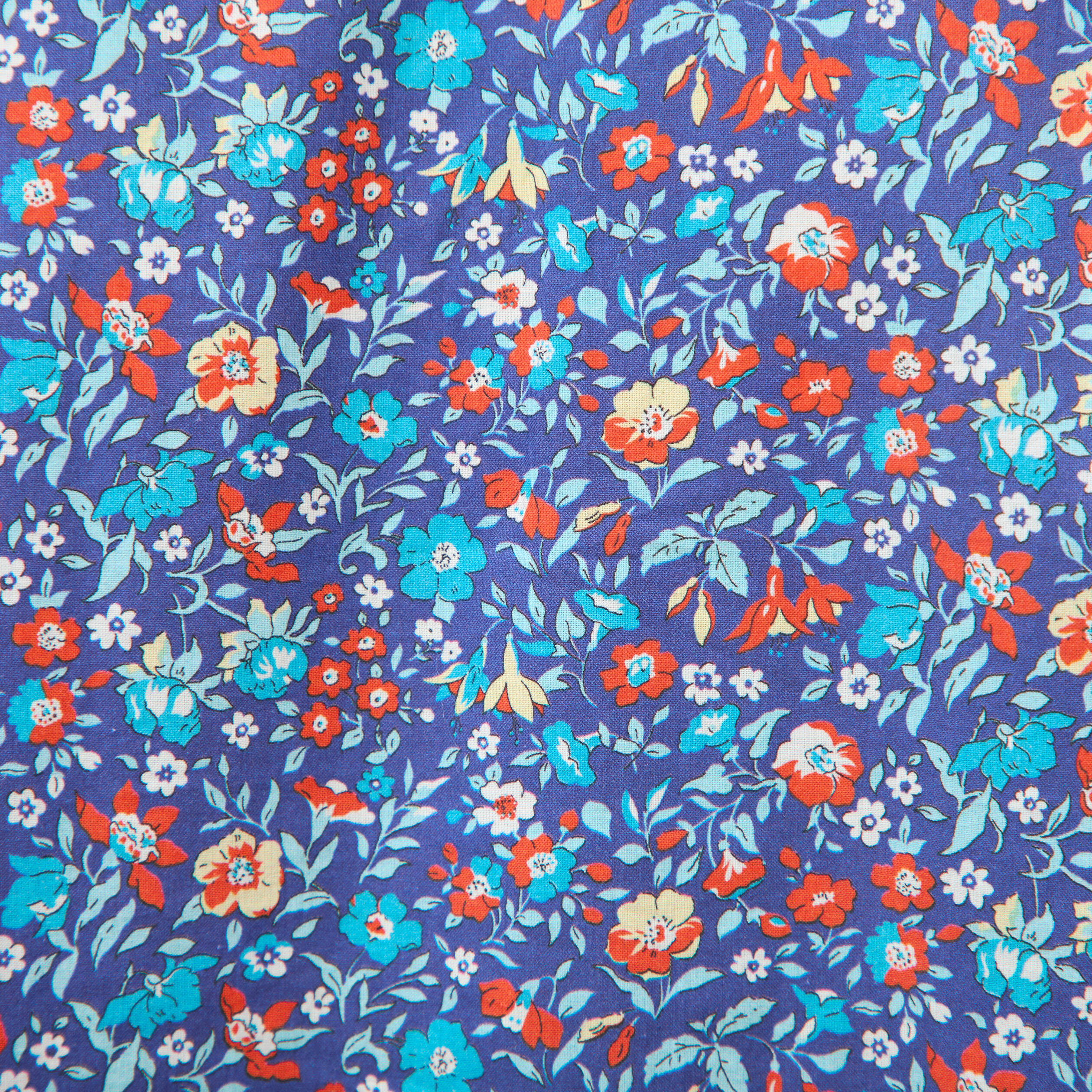 Chemise droite en coton manches longues bleu marine femme