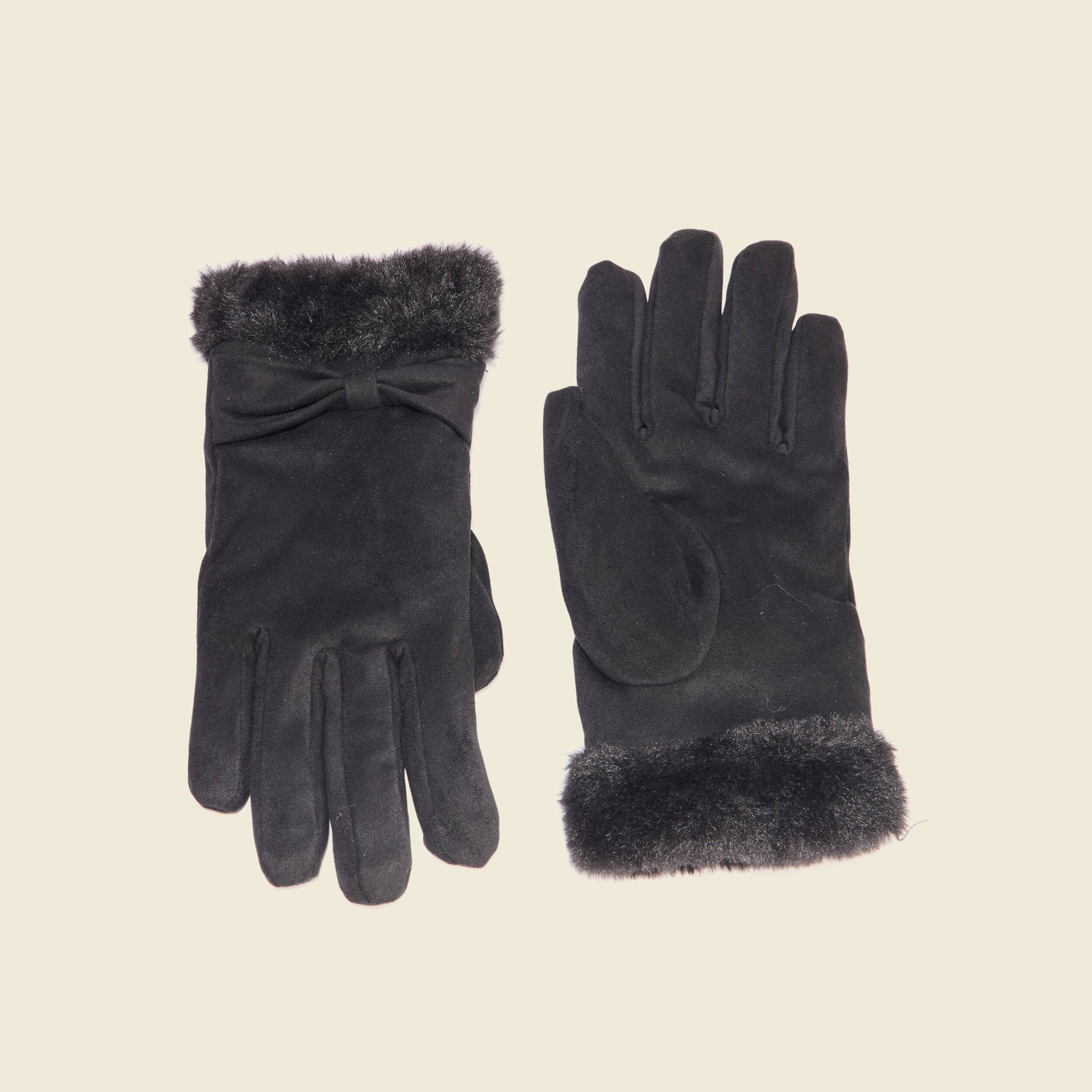 Gants avec noeuds noir femme