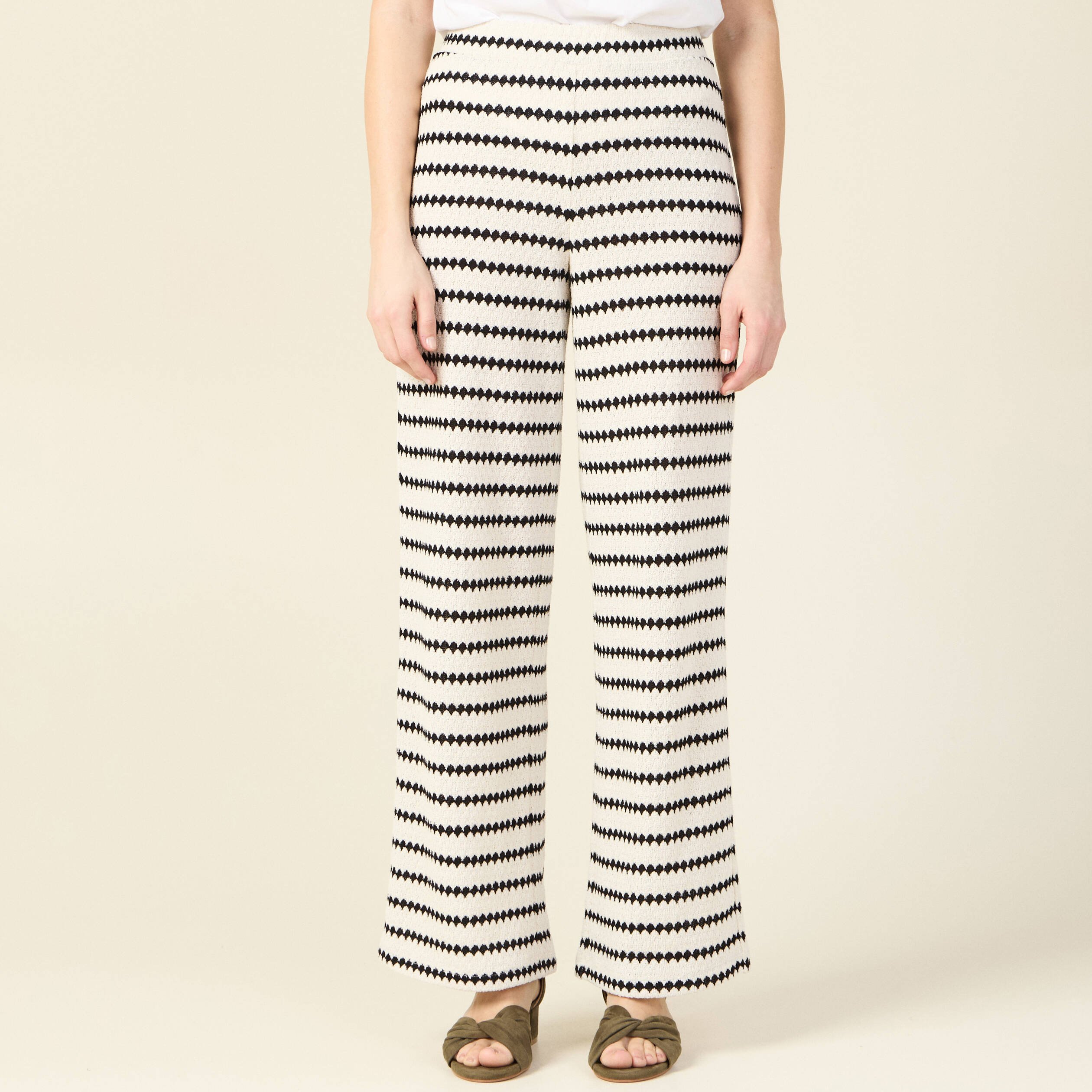 pantalon large en tricot blanc femme Pantalon large en tricot blanc femme