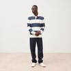 Polo manches longues broderie bleu marine homme