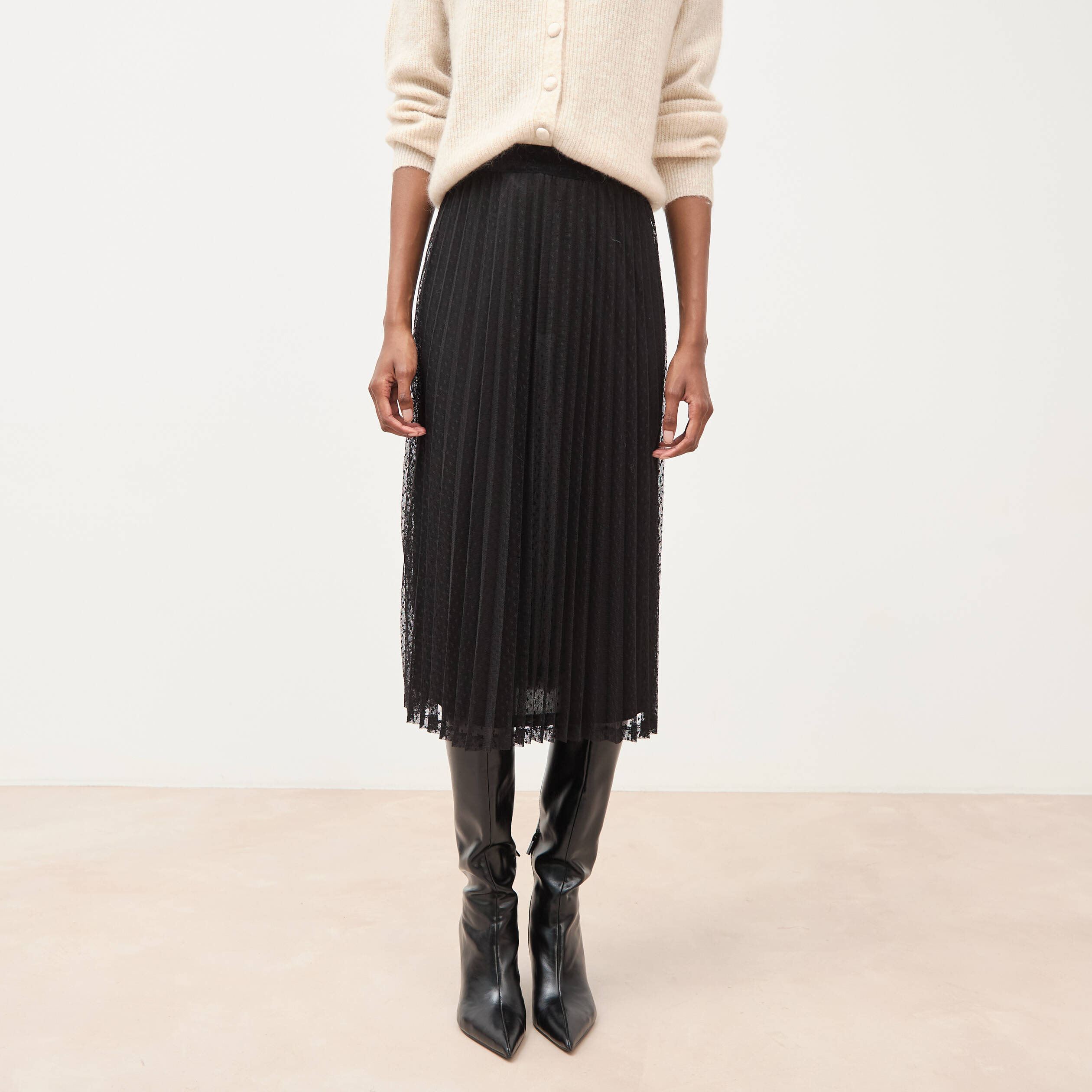 Jupe avec doublure noir femme