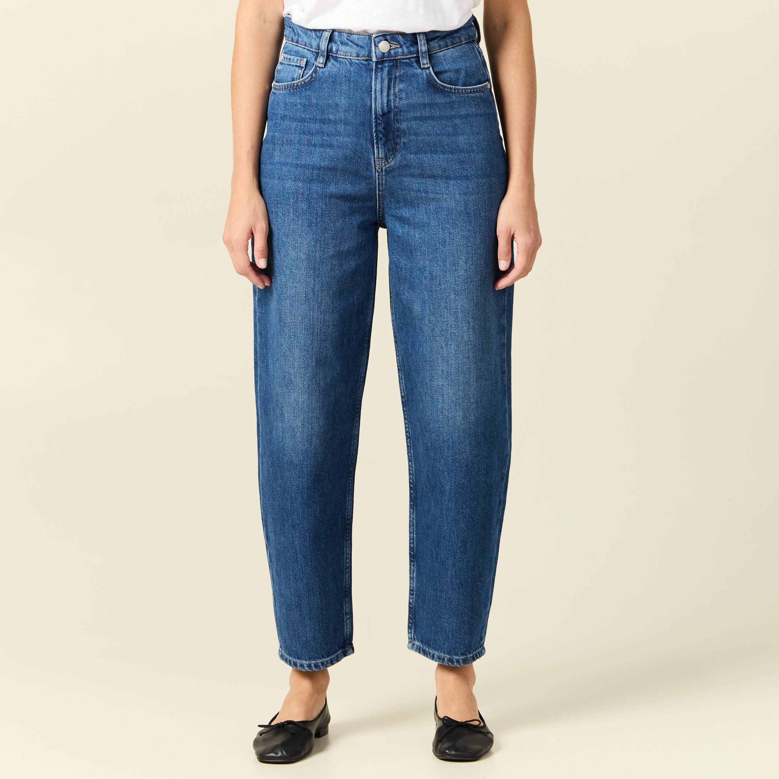 jeans barrel taille haute denim stone femme Jeans barrel taille haute denim stone femme