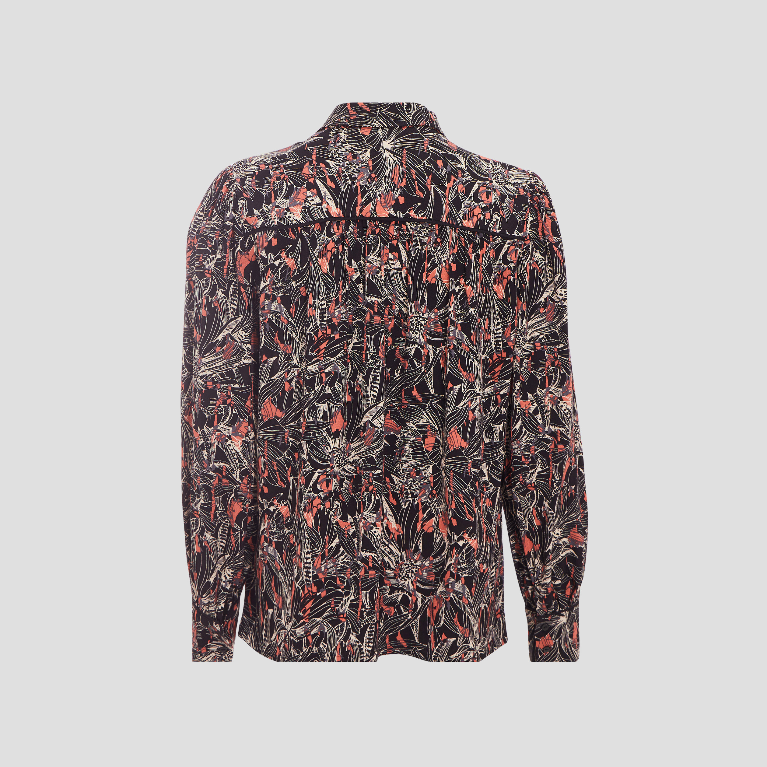 Chemise manches longues col v fluide noir femme