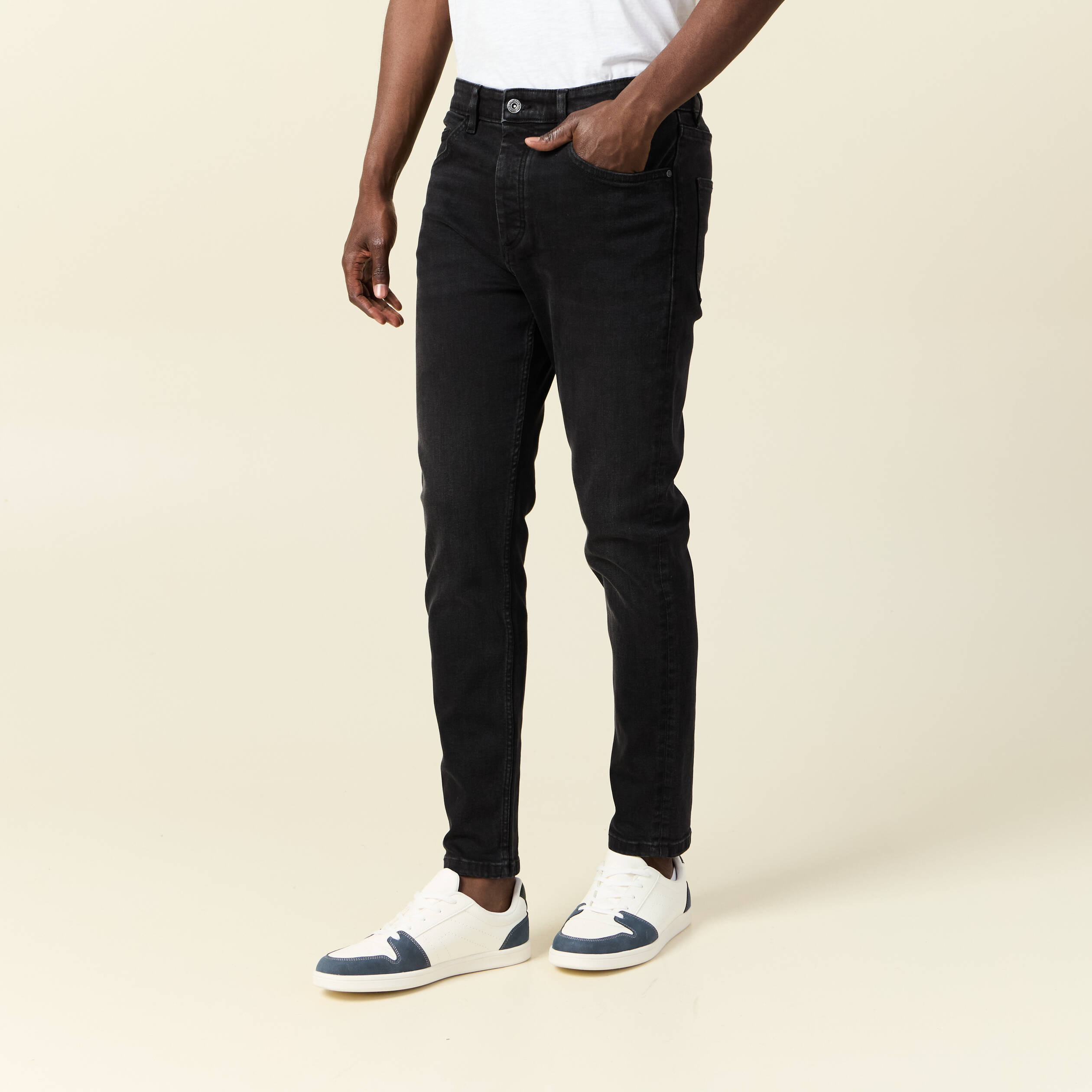 Jeans skinny tapered denim noir homme