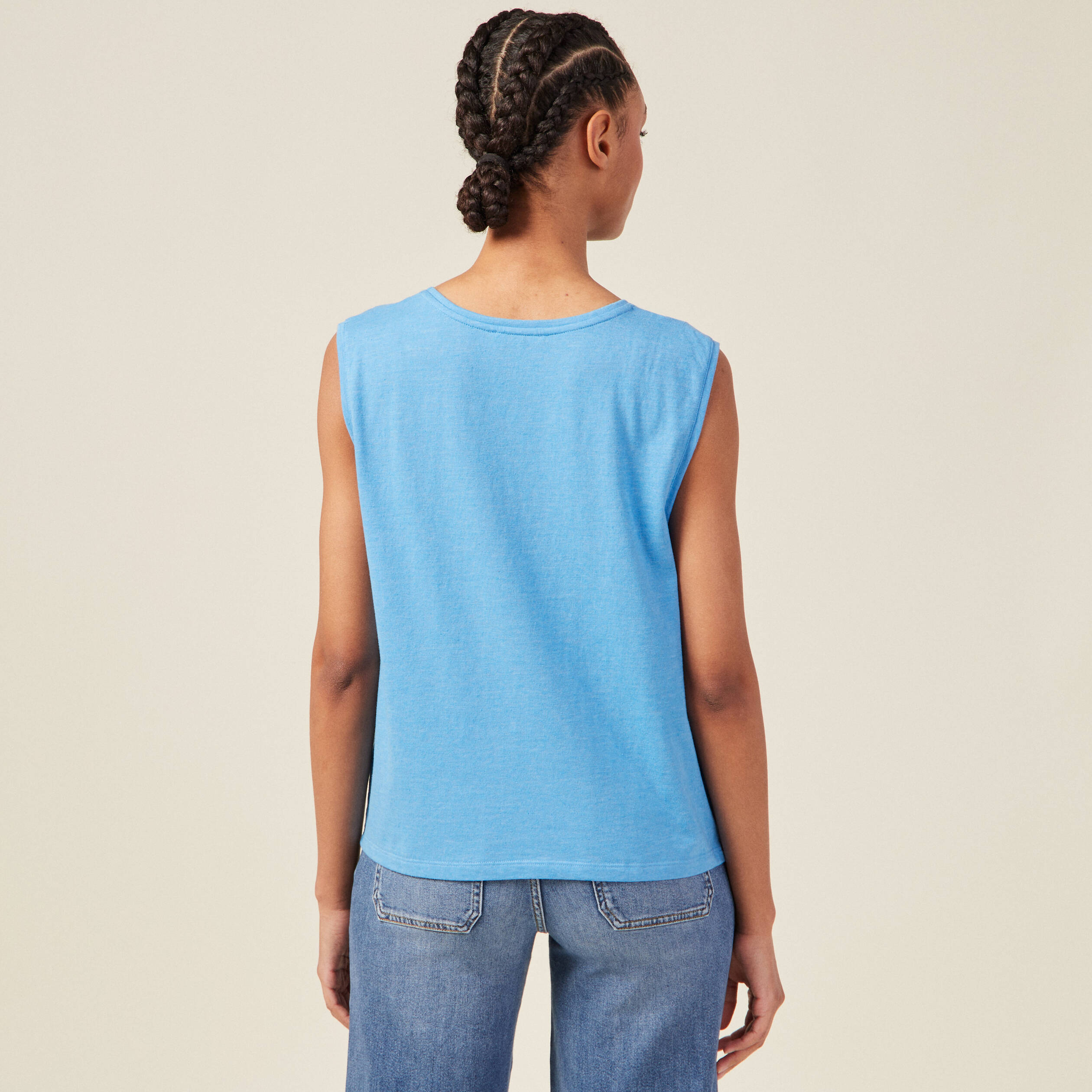 Débardeur bretelles larges bleu femme