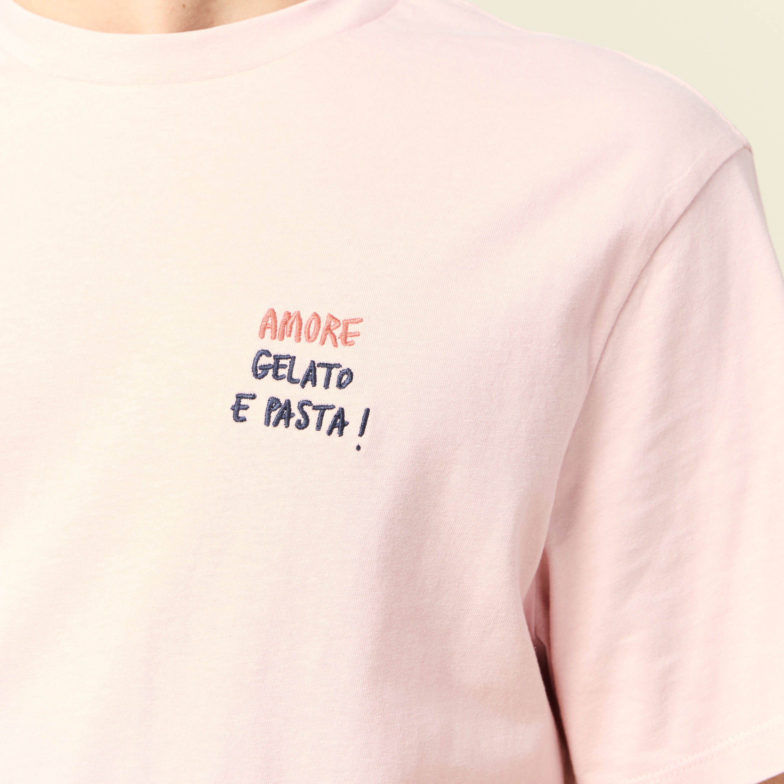 Tee-shirt à manches courtes et col rond homme rose