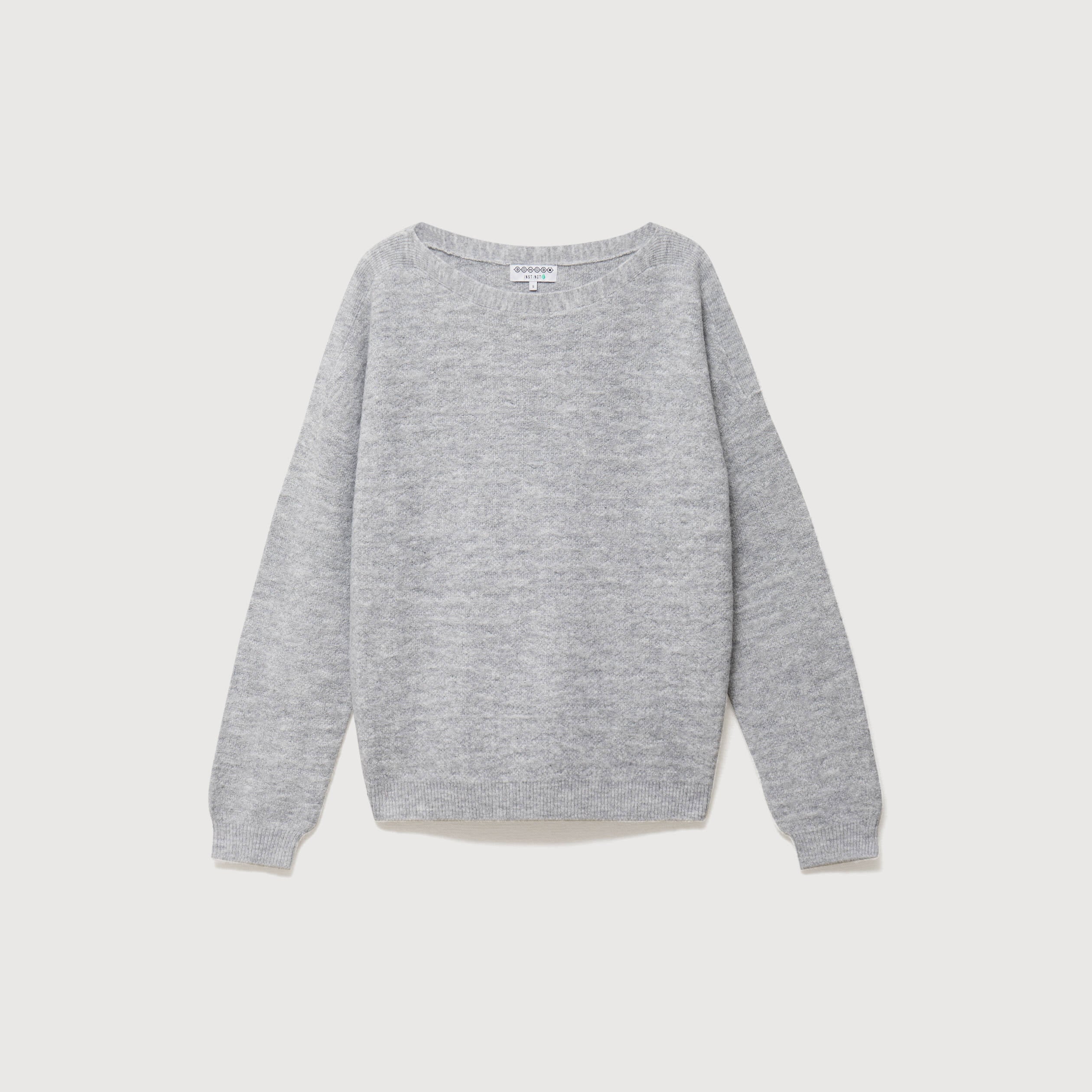 Pull manches longues col bateau gris femme