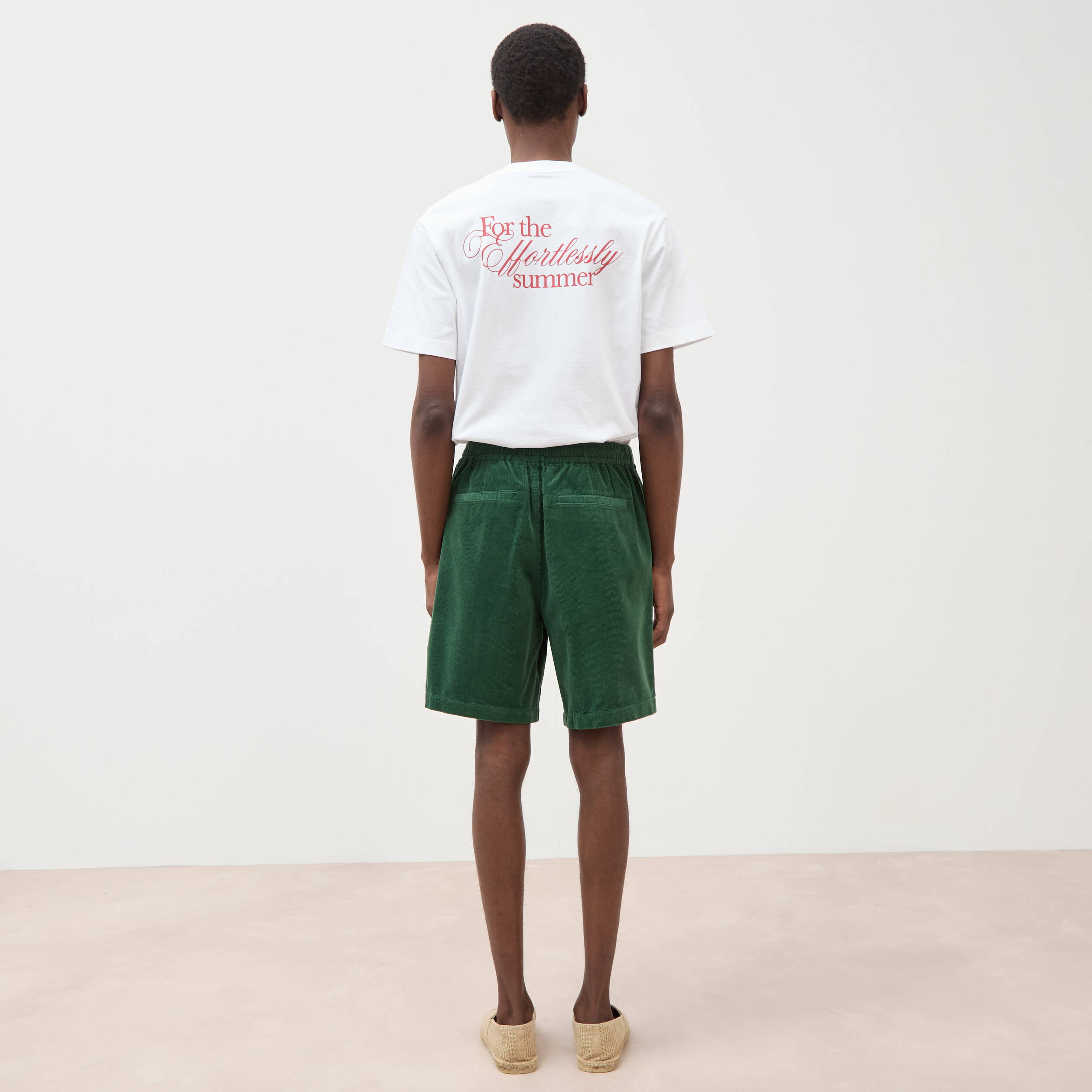 Bermuda en velours vert homme