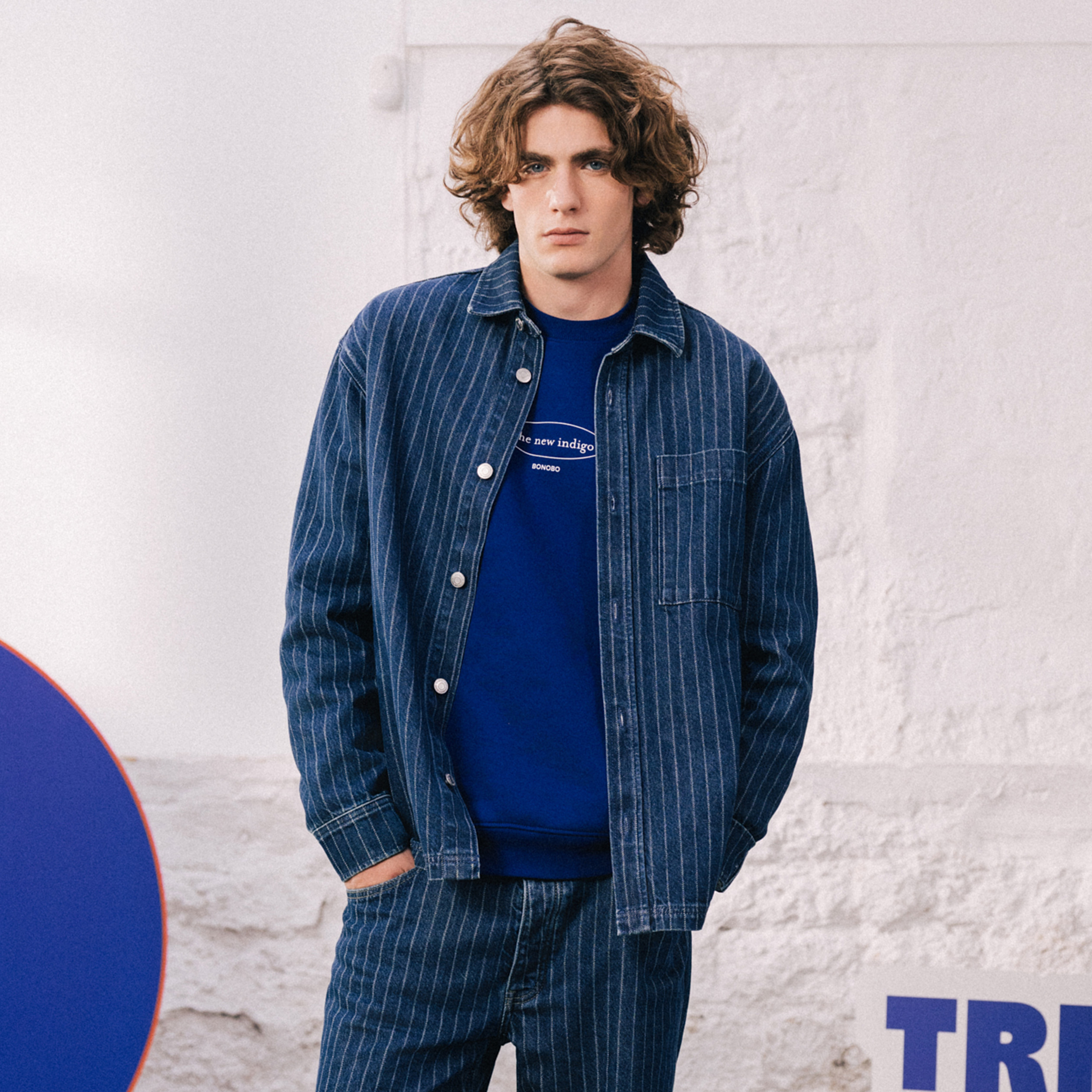 Surchemise oversize en jeans coton denim stone homme