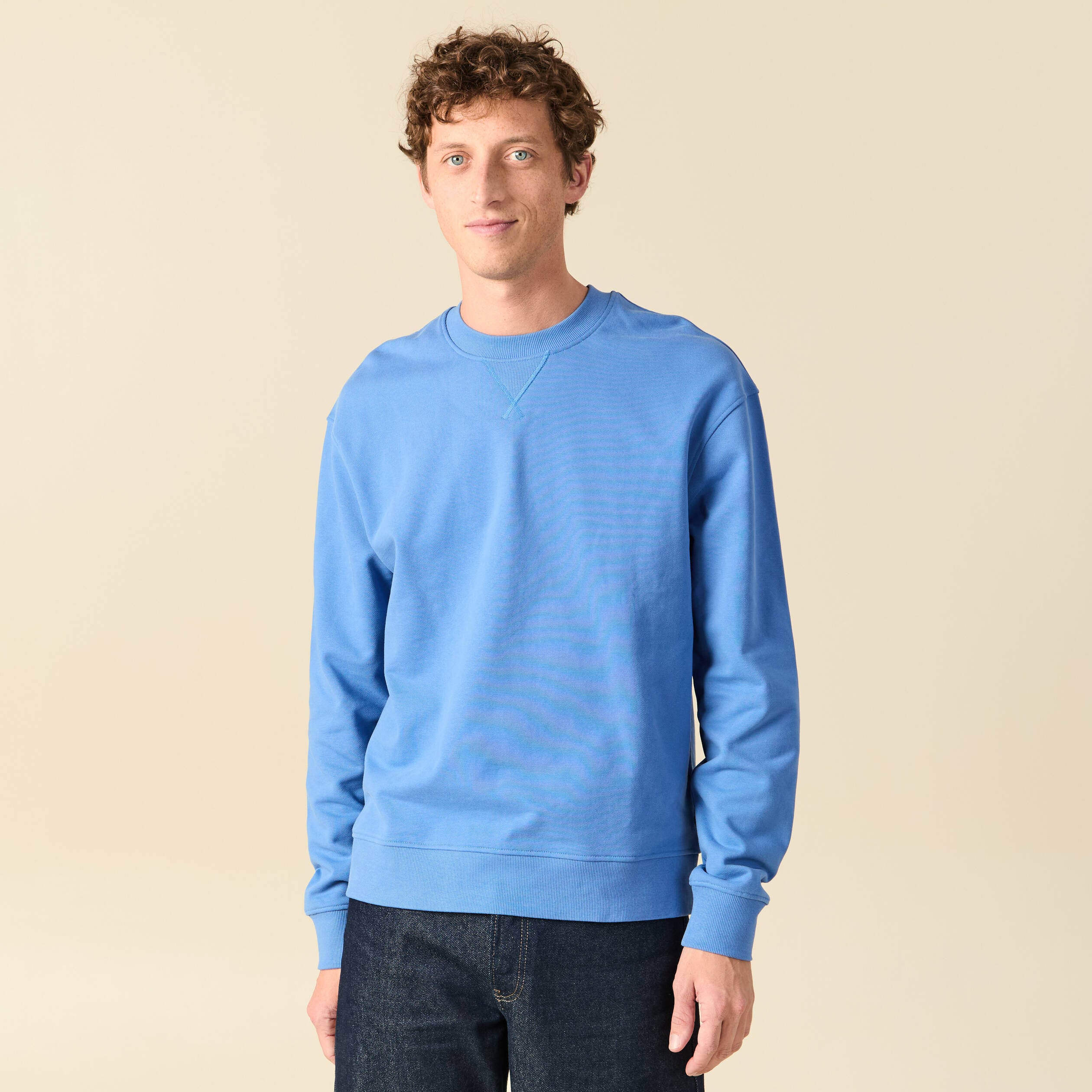 Sweat manches longues en coton bleu violet homme